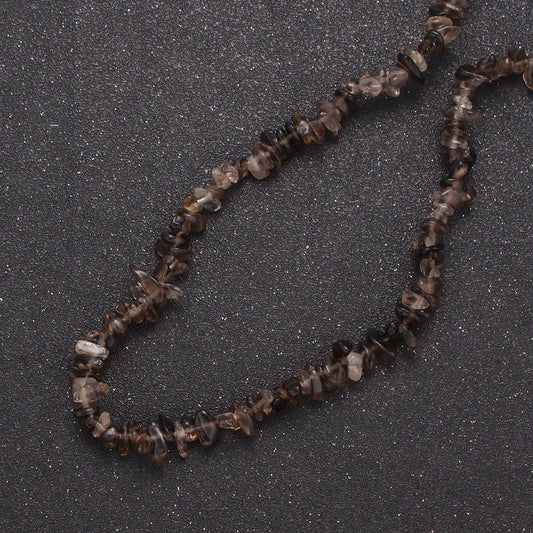 Dark Smokey Quartz Beaded Necklace - 17.5" Chip Necklace Healing Crystals, Gemstone Necklace, Handmade Jewelry, Crystal Necklace WA-640