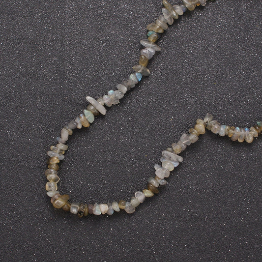Dark Labradorite Beaded Necklace - 17.5" Chip Necklace Healing Crystals, Gemstone Necklace, Handmade Jewelry, Crystal Necklace WA-642