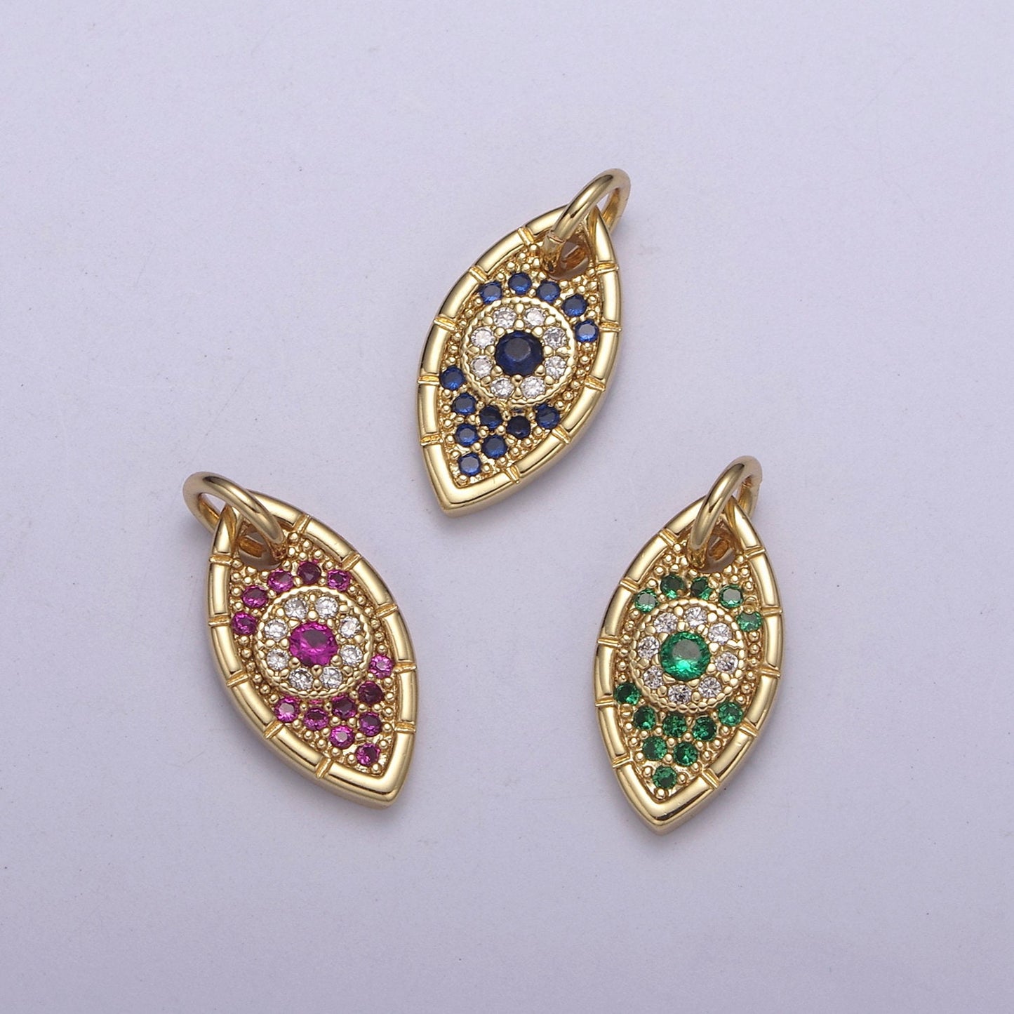 Gold Evil Eye Charm, Gold Eye Charm With Cubic Zirconia, Protecting Eye Charm, Dainty Eye Charm, Protecting Jewelry N-328 / N-329 / N-330