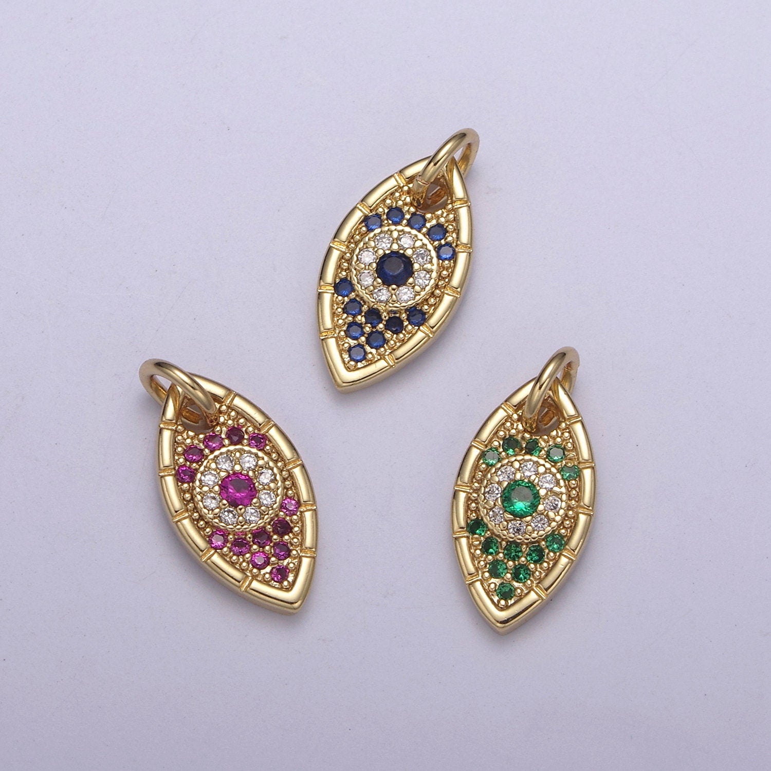 Gold Evil Eye Charm, Gold Eye Charm With Cubic Zirconia, Protecting Eye Charm, Dainty Eye Charm, Protecting Jewelry N-328 / N-329 / N-330