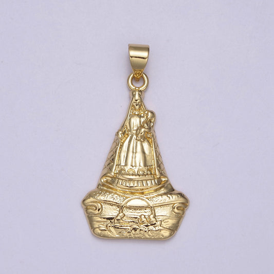Gold La Virgen de la Caridad del Cobre Pendant for Necklace Supply H-882
