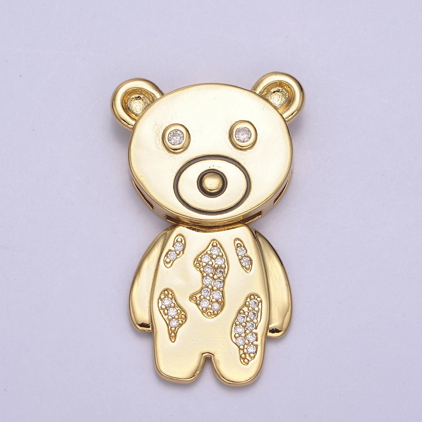 24K Gold Bear Pendant, Dainty Micro Pave Zirconia CZ Child's Teddy Bear Charm Jewelry Supplies For Necklace Bracelet DIY Making, H-890