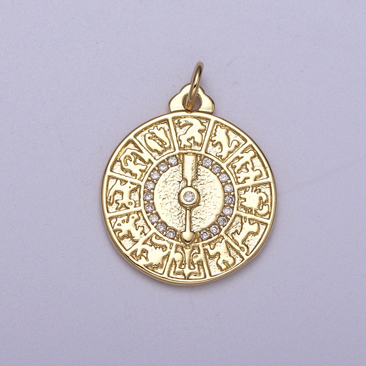 Dainty Zodiac Coin Medallion Charm for Bracelet Necklace Earring Supply N-311