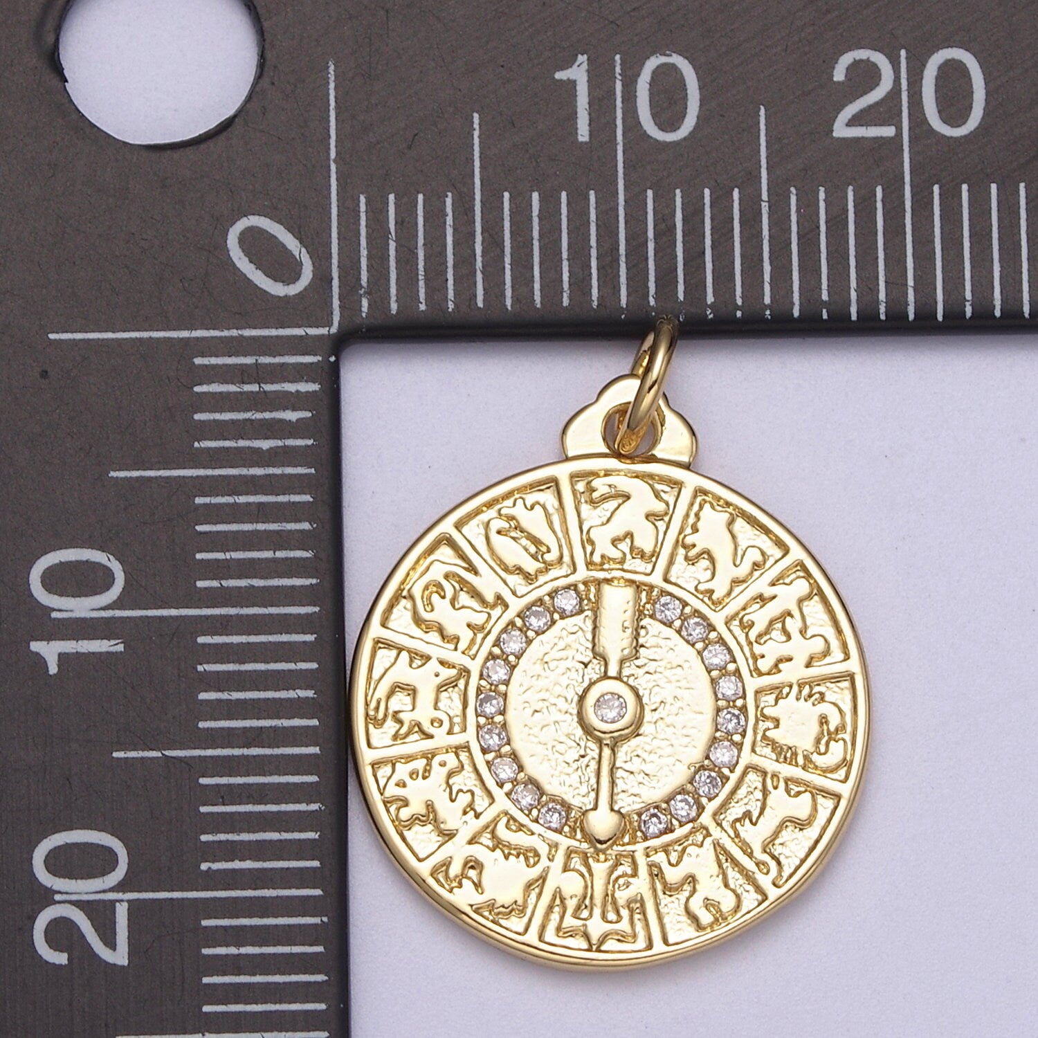 Dainty Zodiac Coin Medallion Charm for Bracelet Necklace Earring Supply N-311