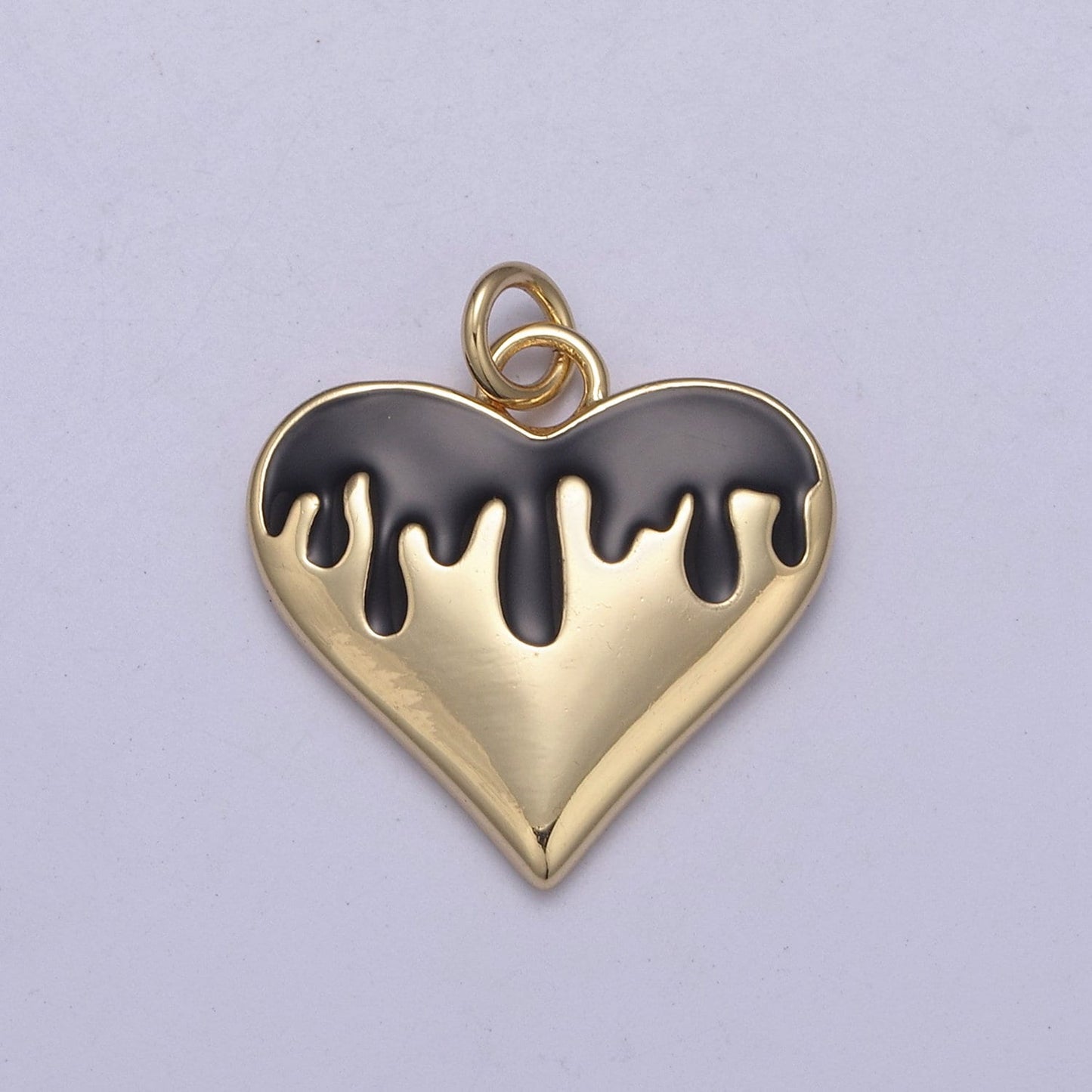 14k Gold Filled Broken Heart Charm Dripping Blood Red Black White Enamel Love for Valentine Jewelry Making N-348