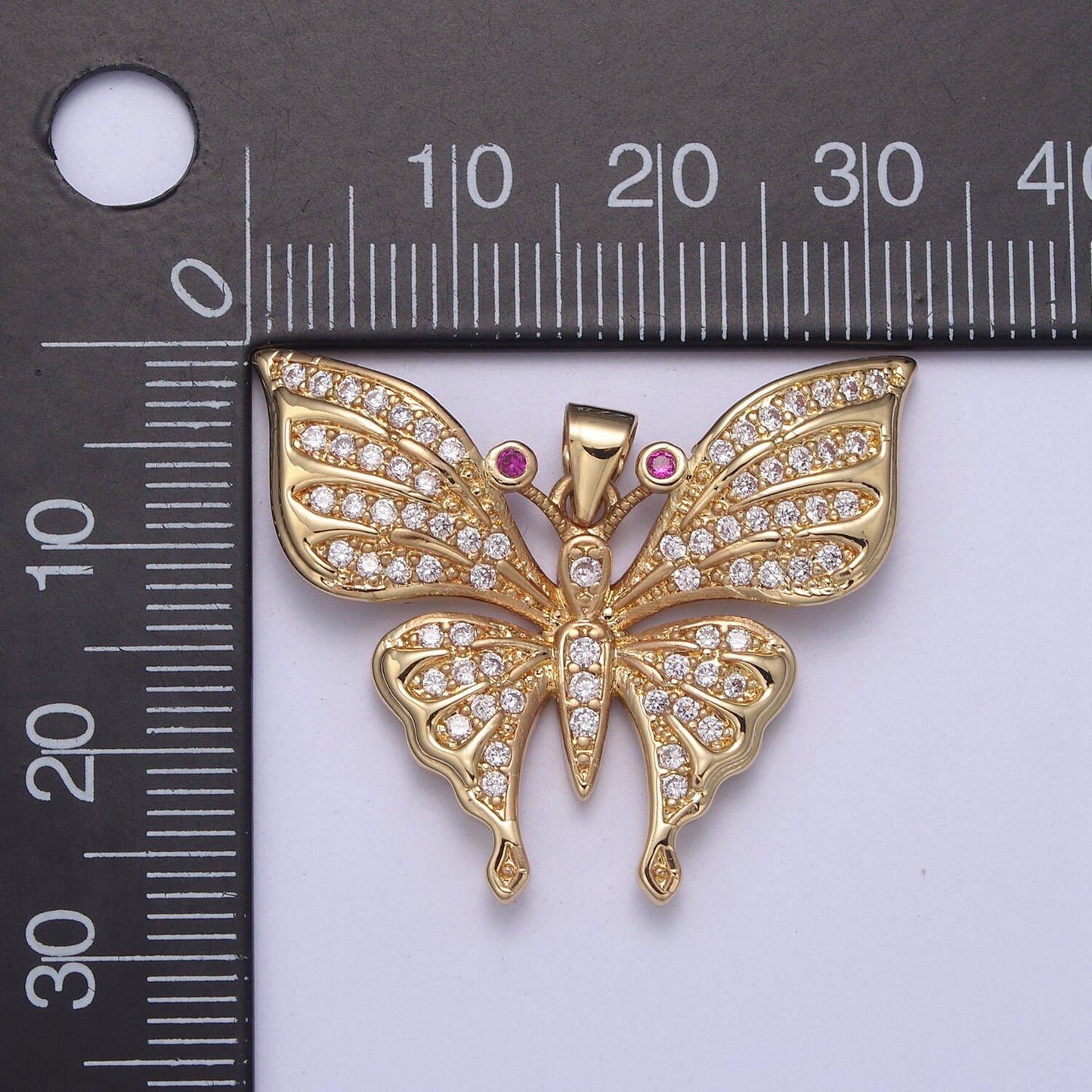 Micro pave Cubic Zirconia Gold Filled Butterfly Charm Mariposa Butterfly Pendant DIY Jewelry Accessories H-504