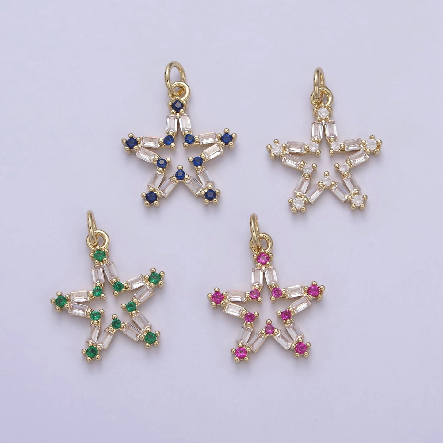 Tiny CZ Bright Stars Cubic Zirconia Small Starburst North Star Pendant - Gold Filled CZ Drop Charm Pendant, Celestial Jewelry, Pointed Stars