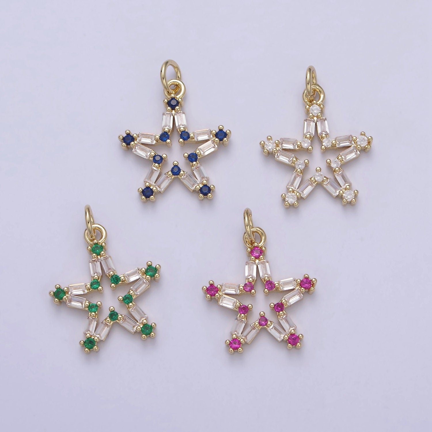 Tiny CZ Bright Stars Cubic Zirconia Small Starburst North Star Pendant - Gold Filled CZ Drop Charm Pendant, Celestial Jewelry, Pointed Stars