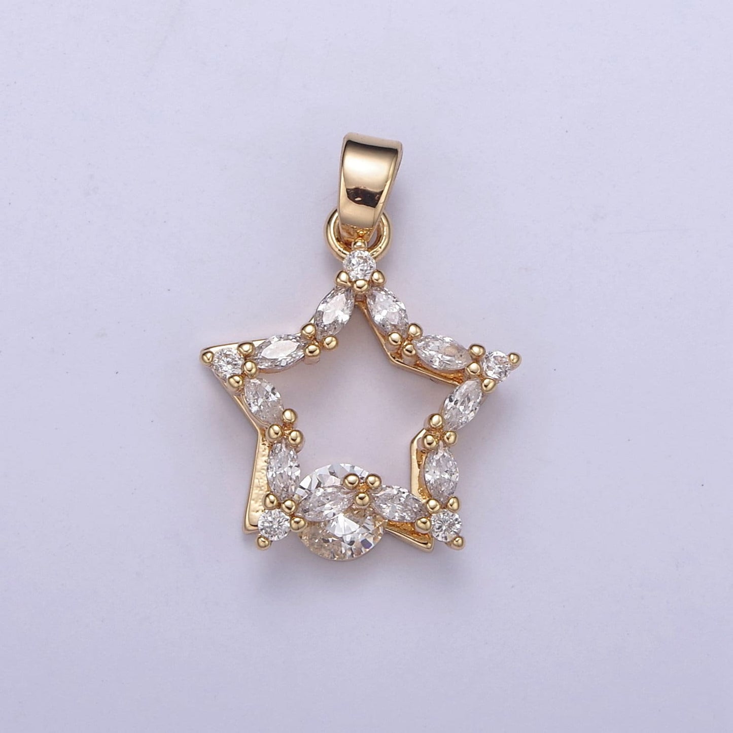 Gold Filled Star Cubic Zirconia Charm - CZ Shiny Star Celestial Night Sky Constellation Galaxy Wholesale Charms H-419