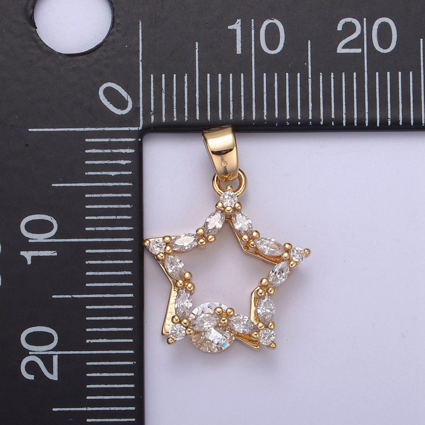 Gold Filled Star Cubic Zirconia Charm - CZ Shiny Star Celestial Night Sky Constellation Galaxy Wholesale Charms H-419
