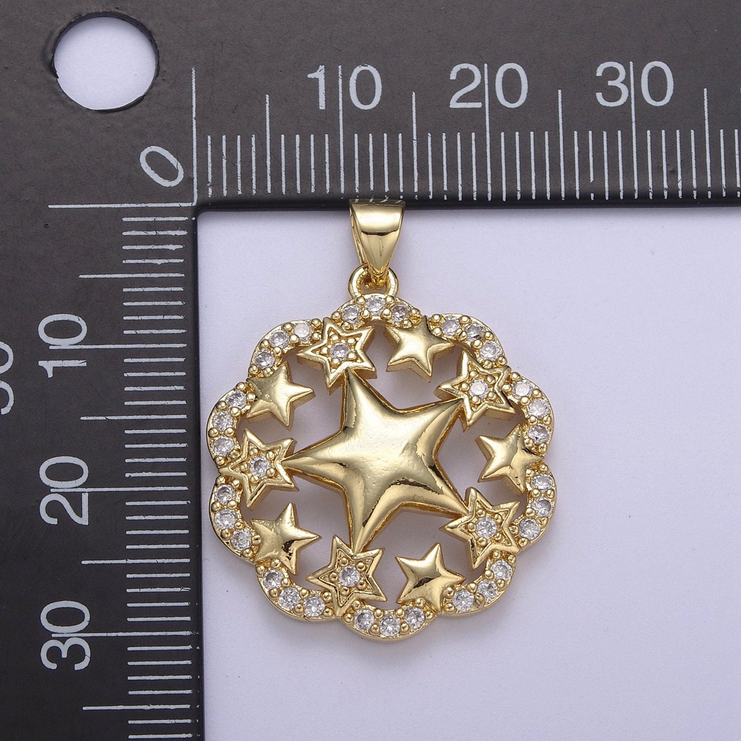 Twinkle Little Star Gold Filled Pendant Cubic Zirconia Star Charm for Celebration Party H-483