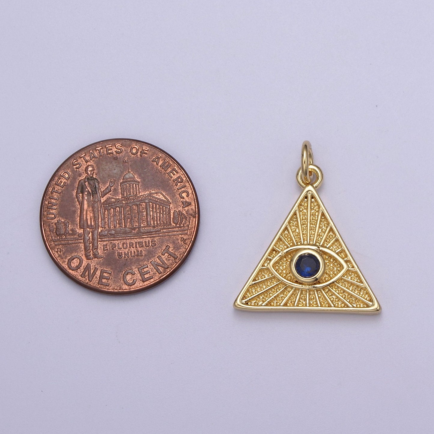 14K Gold Filled Cubic Illuminati Eye Charm Pendant in Triangle Medallion Charm for Bracelet Necklace Earring Supply N-391 / N-392 / N-393