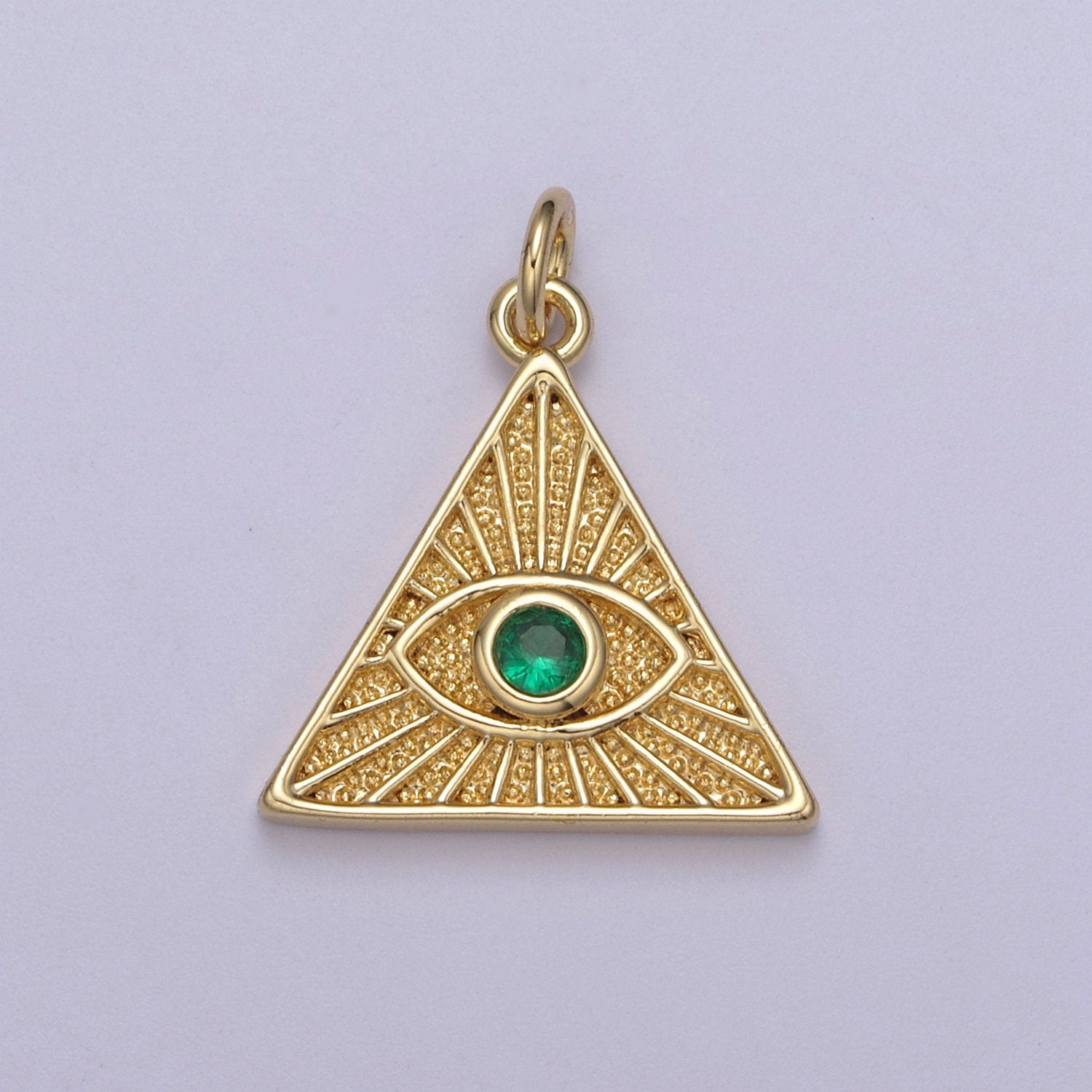 14K Gold Filled Cubic Illuminati Eye Charm Pendant in Triangle Medallion Charm for Bracelet Necklace Earring Supply N-391 / N-392 / N-393