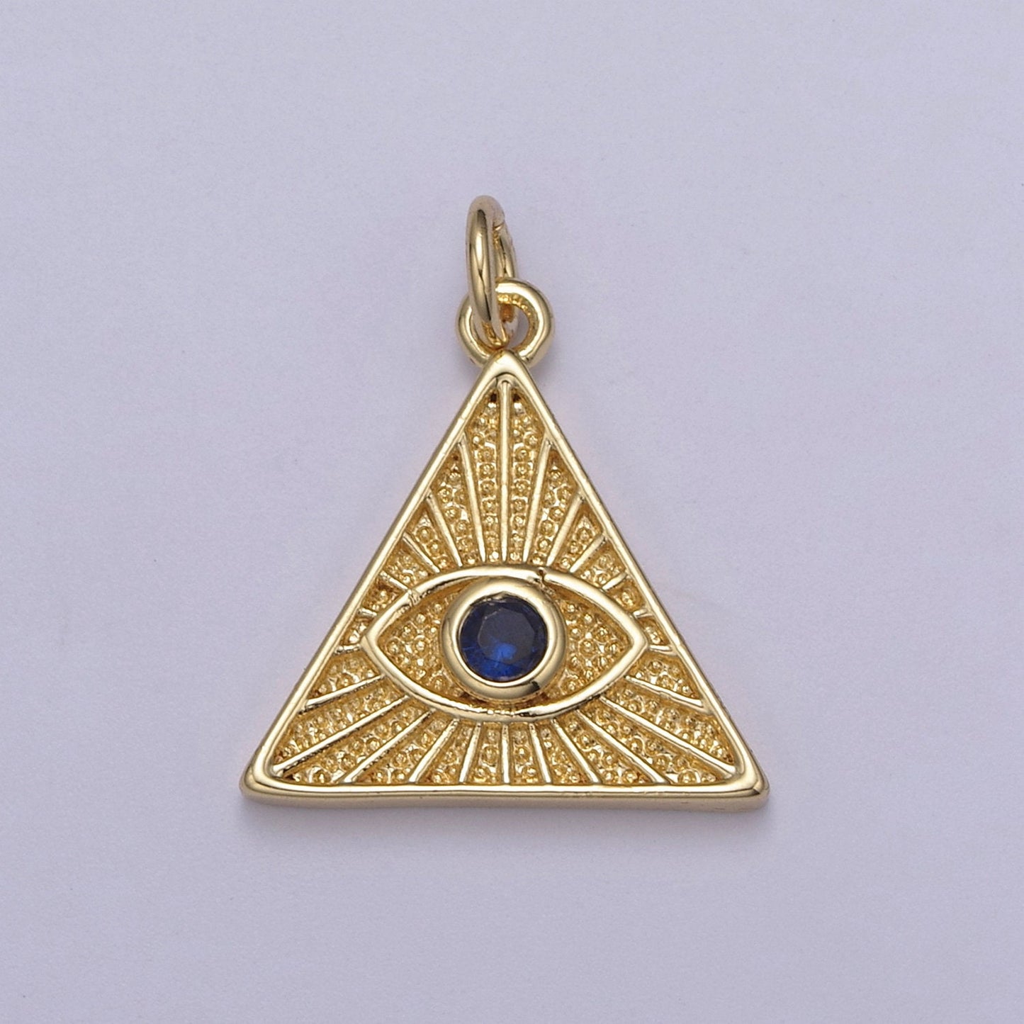14K Gold Filled Cubic Illuminati Eye Charm Pendant in Triangle Medallion Charm for Bracelet Necklace Earring Supply N-391 / N-392 / N-393