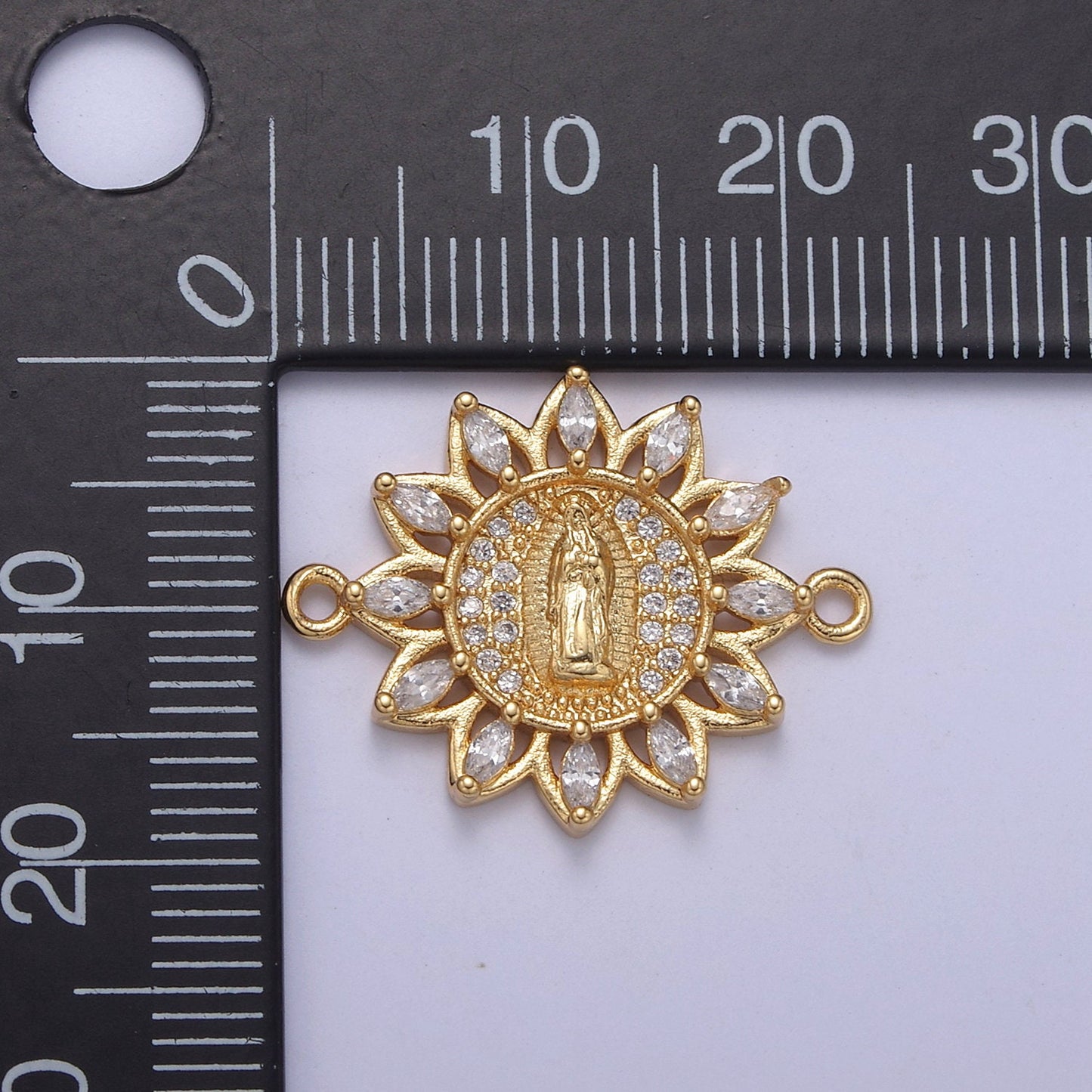 Dainty Gold Filled Sun Virgin Mary Lady Guadalupe Charm Connector for Bracelet Component F-787