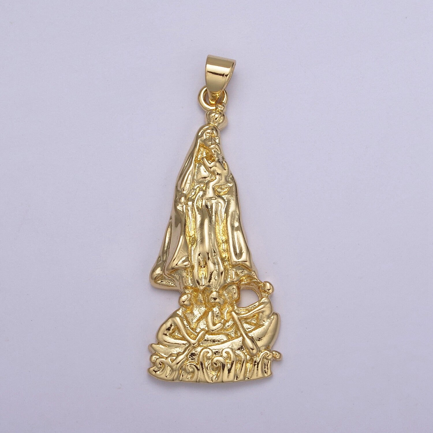 24K Gold Fill Miraculous Lady Mother Mary Pendant Charm Religious Catholic Pendant For Baptism Gift, For DIY Jewelry Making Findings