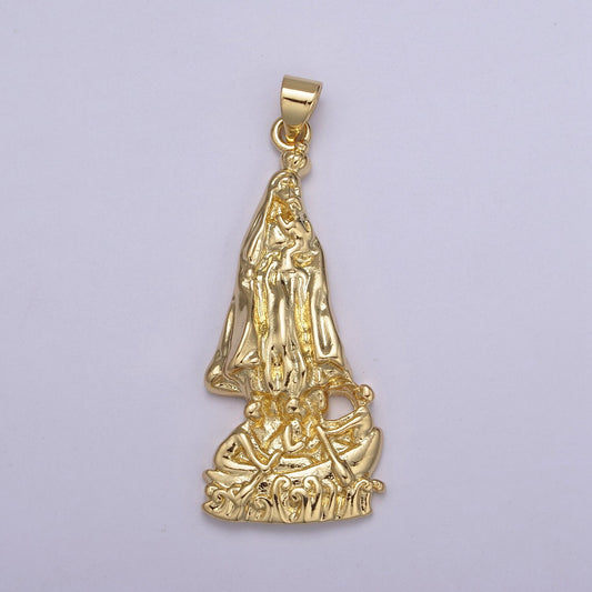24K Gold Fill Miraculous Lady Mother Mary Pendant Charm Religious Catholic Pendant For Baptism Gift, For DIY Jewelry Making Findings