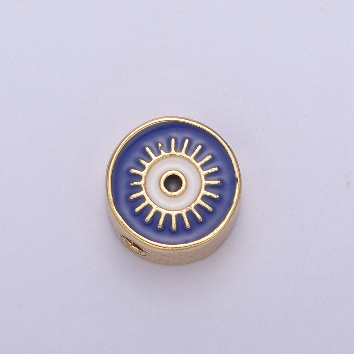 Dainty 9.8mm Black Blue White Evil Eye Enamel Bead, 14K Gold Round Bead for Bracelet Necklace Supply Large Hole Beads B-760, B-761, B-764