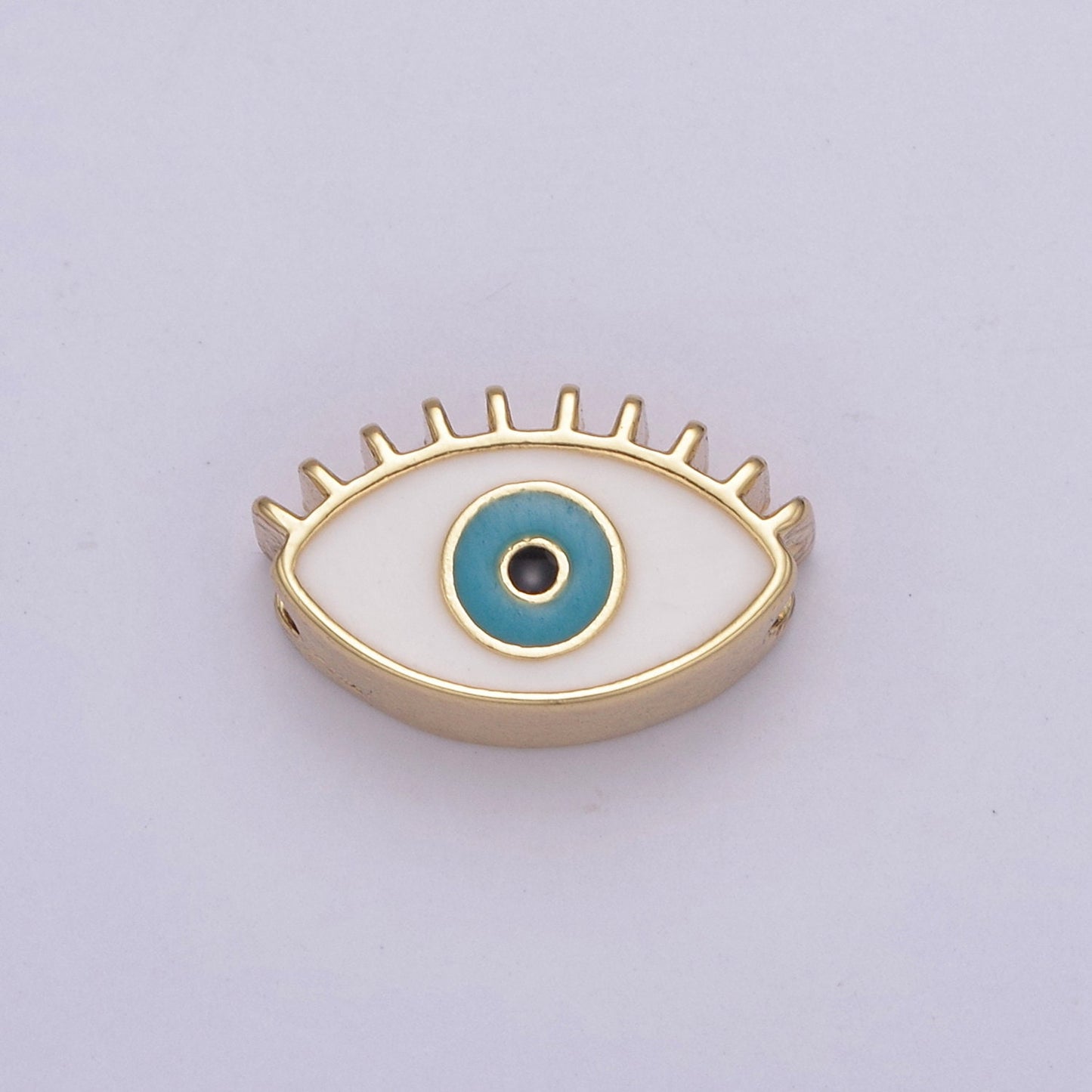 13.7X8.5mm Black Blue White Evil Eye Enamel Bead, 14K Gold Bead for Bracelet Necklace Supply Large Hole Beads B-755, B-756, B-759