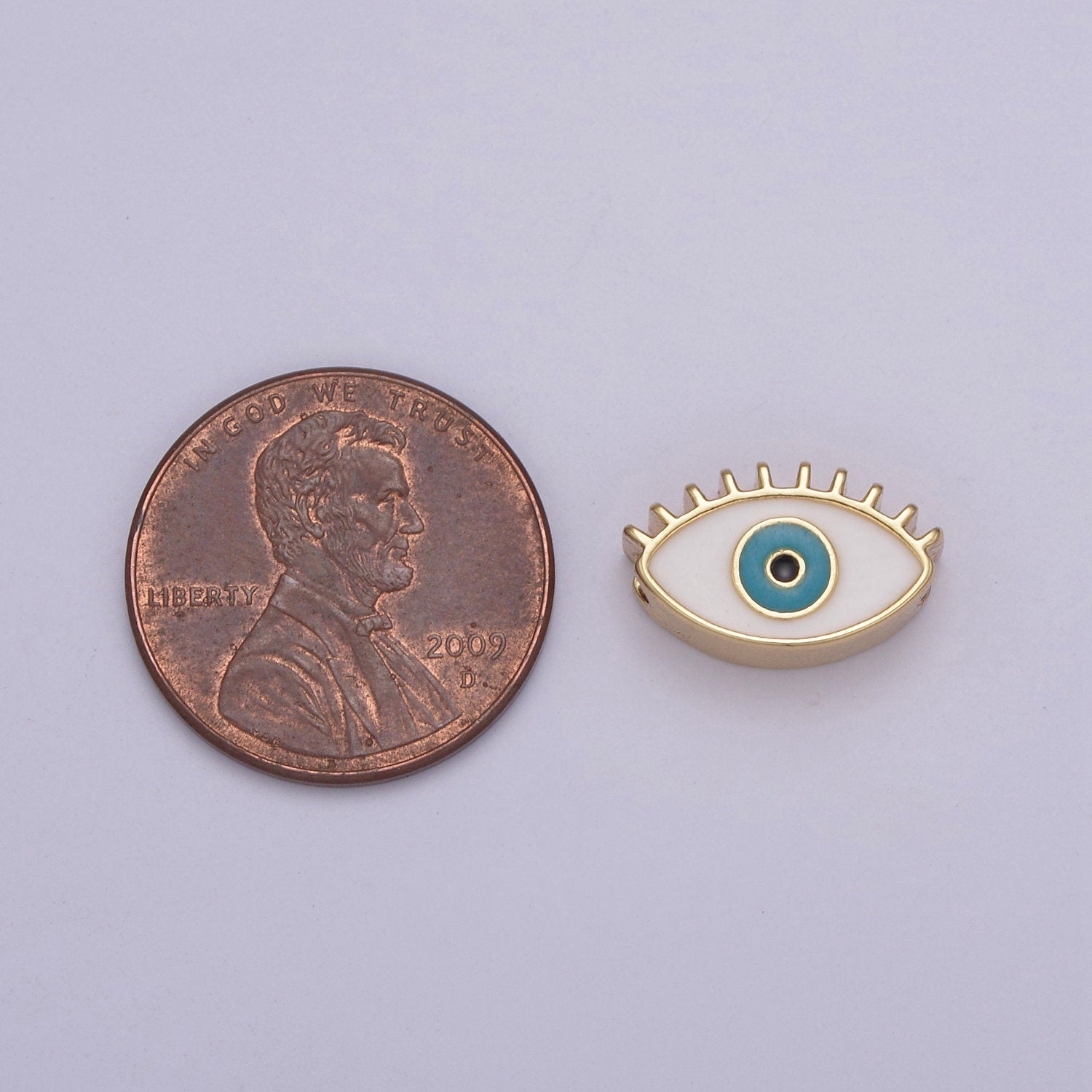 13.7X8.5mm Black Blue White Evil Eye Enamel Bead, 14K Gold Bead for Bracelet Necklace Supply Large Hole Beads B-755, B-756, B-759