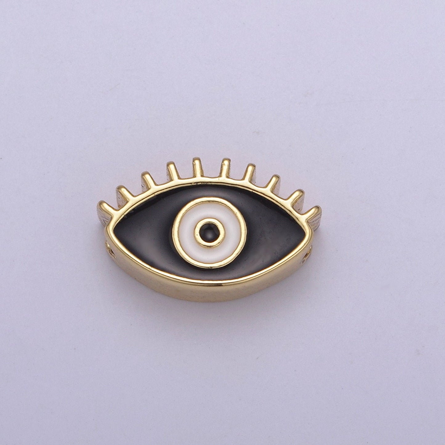 13.7X8.5mm Black Blue White Evil Eye Enamel Bead, 14K Gold Bead for Bracelet Necklace Supply Large Hole Beads B-755, B-756, B-759