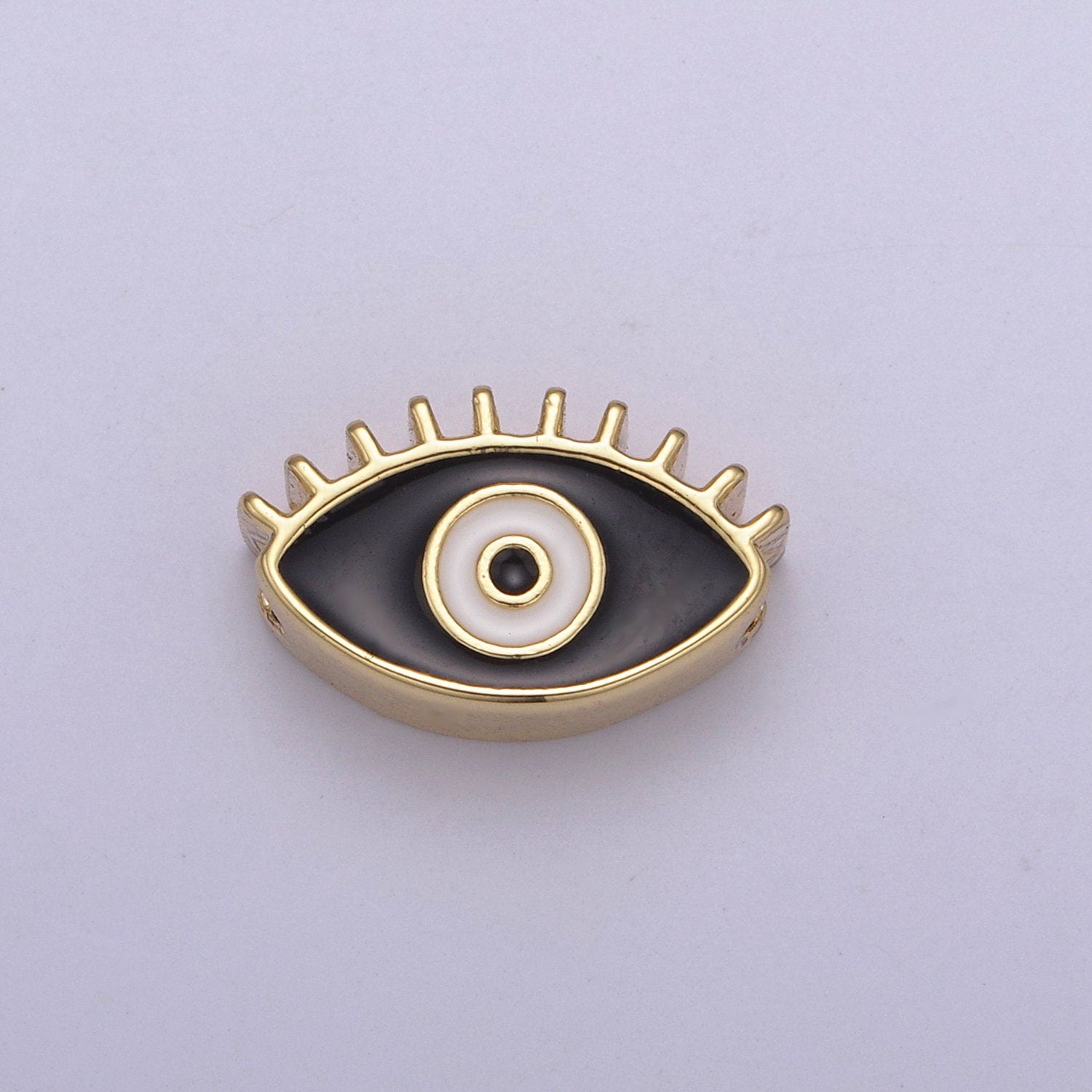 13.7X8.5mm Black Blue White Evil Eye Enamel Bead, 14K Gold Bead for Bracelet Necklace Supply Large Hole Beads B-755, B-756, B-759