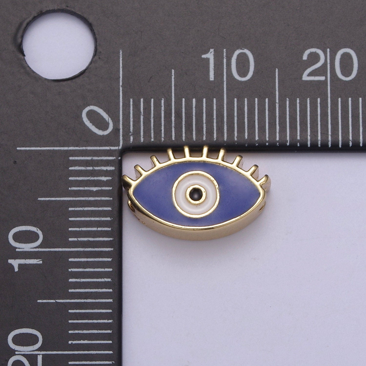 13.7X8.5mm Black Blue White Evil Eye Enamel Bead, 14K Gold Bead for Bracelet Necklace Supply Large Hole Beads B-755, B-756, B-759