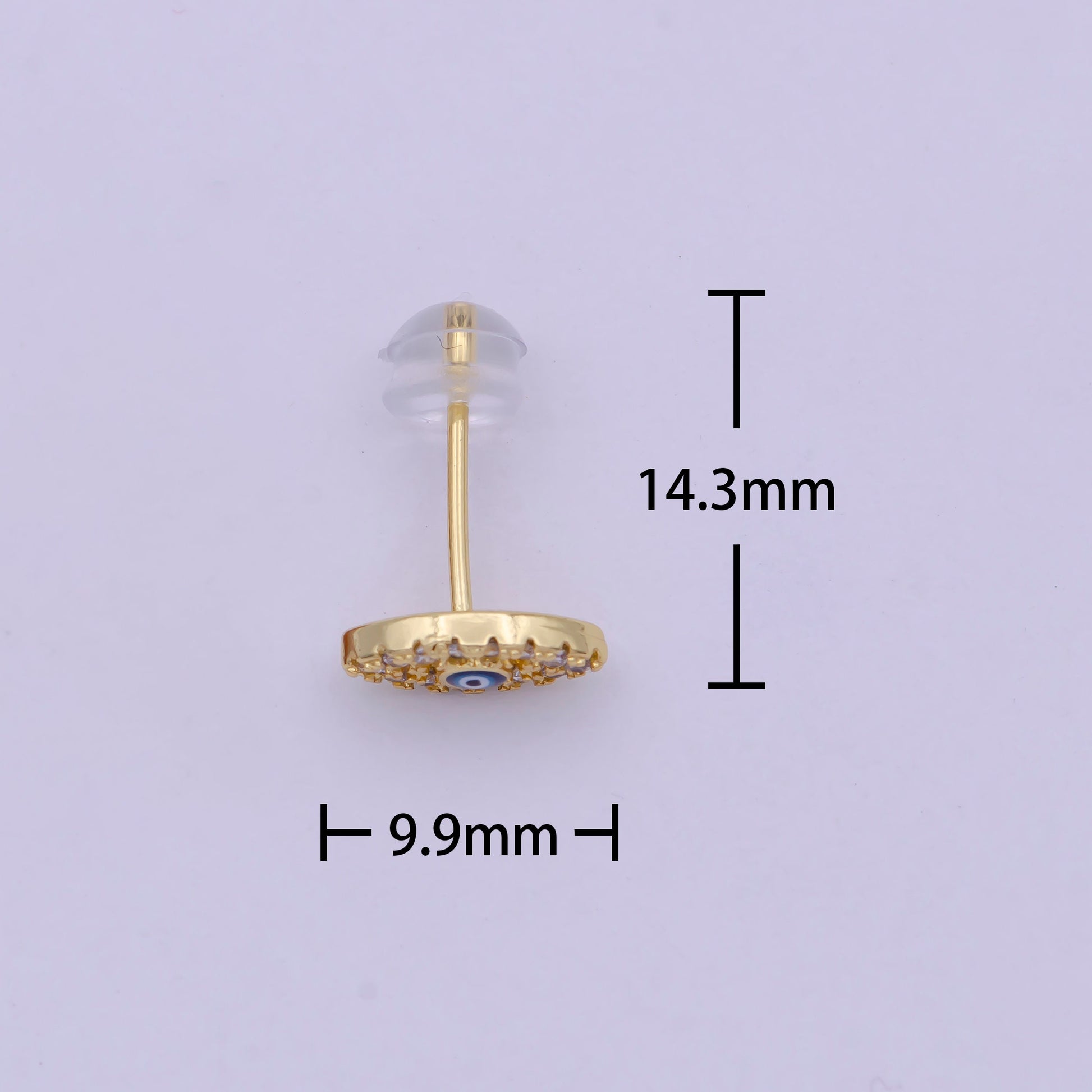 Dainty Micro Pave Evil Eye CZ Stud Earring, Protection Amulet Jewelry Studs for Everyday Wear T-282