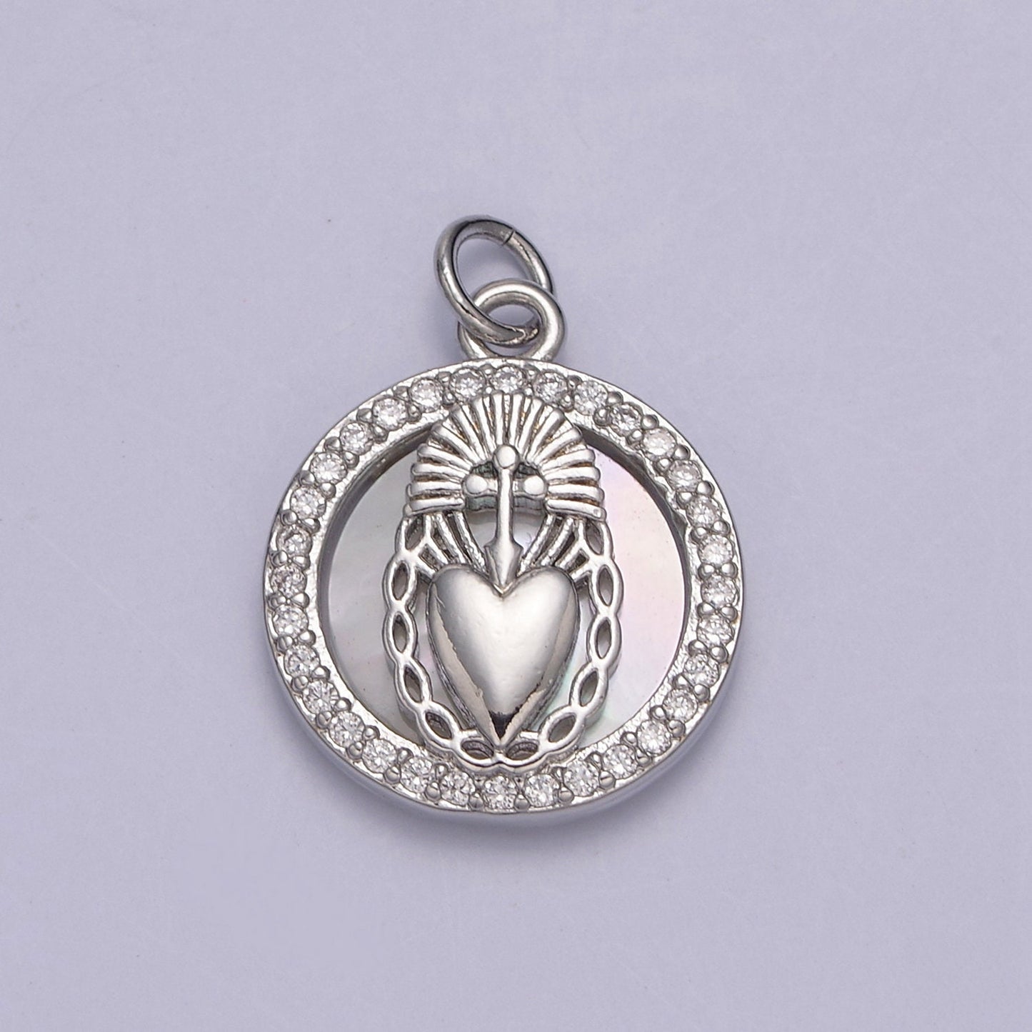 Sacred Heart Charm 24k Gold Filled Religious Charm Cross Pendant Catholic Jewelry Coin Ancient Medallion N-713