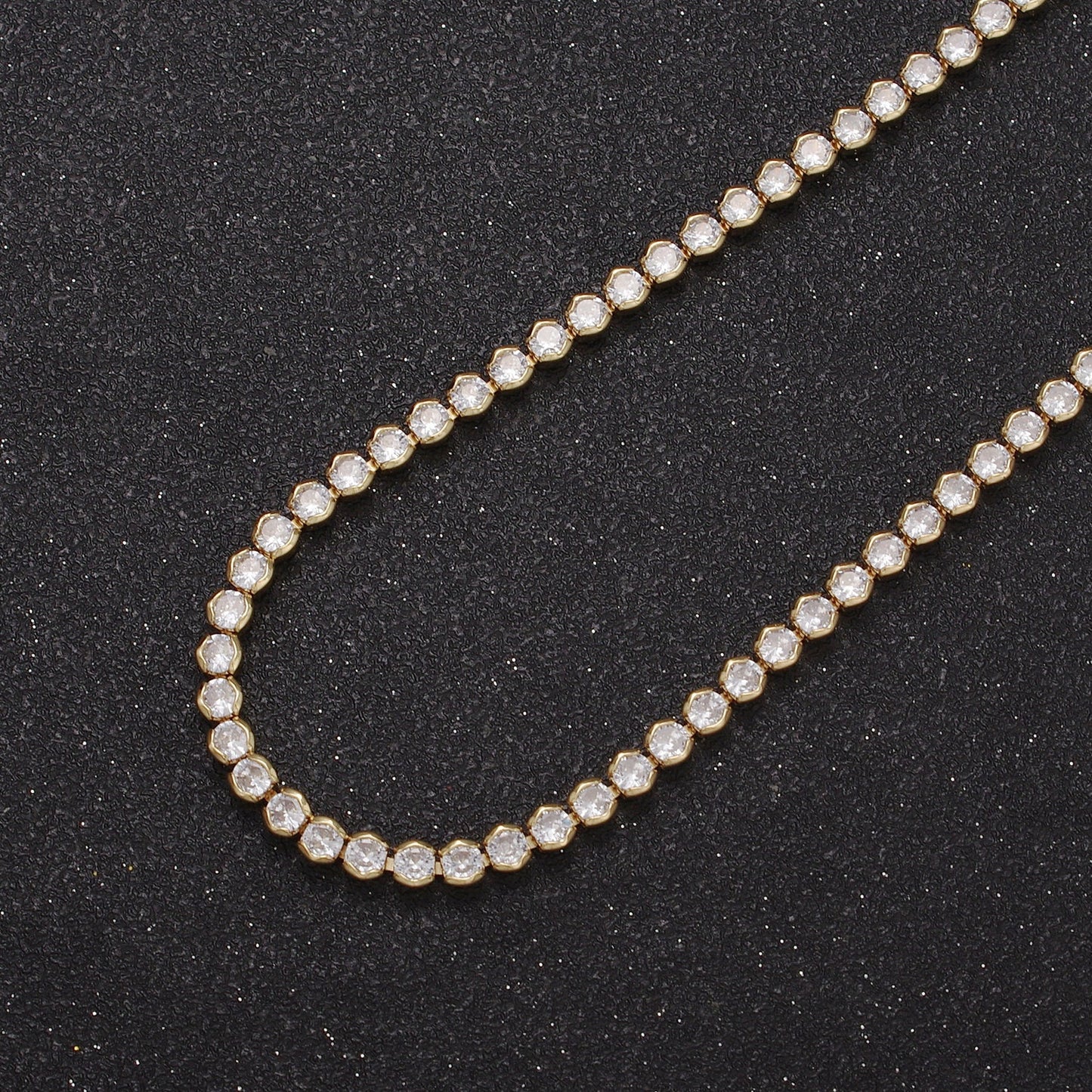 Round Cubic Zirconia Tennis Necklace , Diamond Necklace , 14K Gold Filled Tennis Adjustable Necklace, Gift for her WA-600