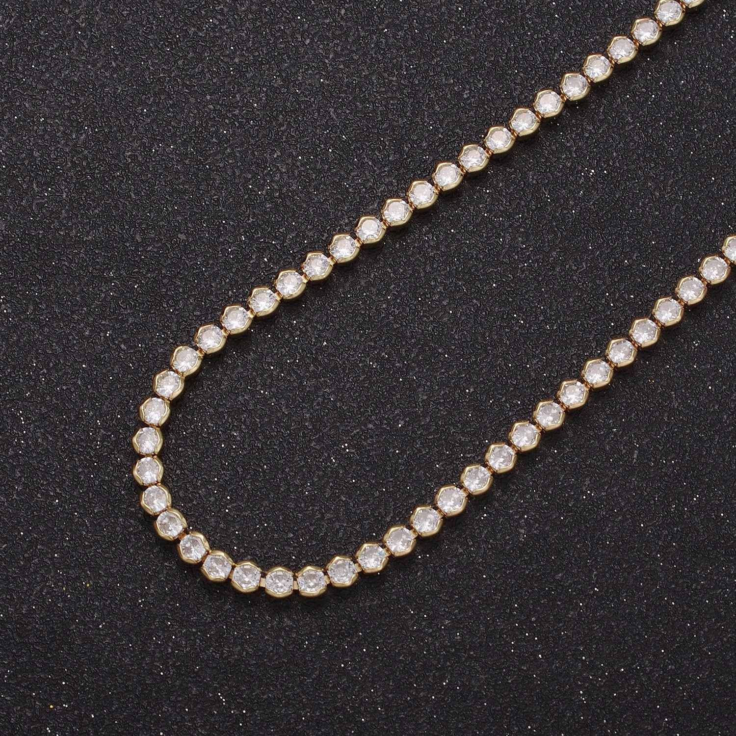 Round Cubic Zirconia Tennis Necklace , Diamond Necklace , 14K Gold Filled Tennis Adjustable Necklace, Gift for her WA-600