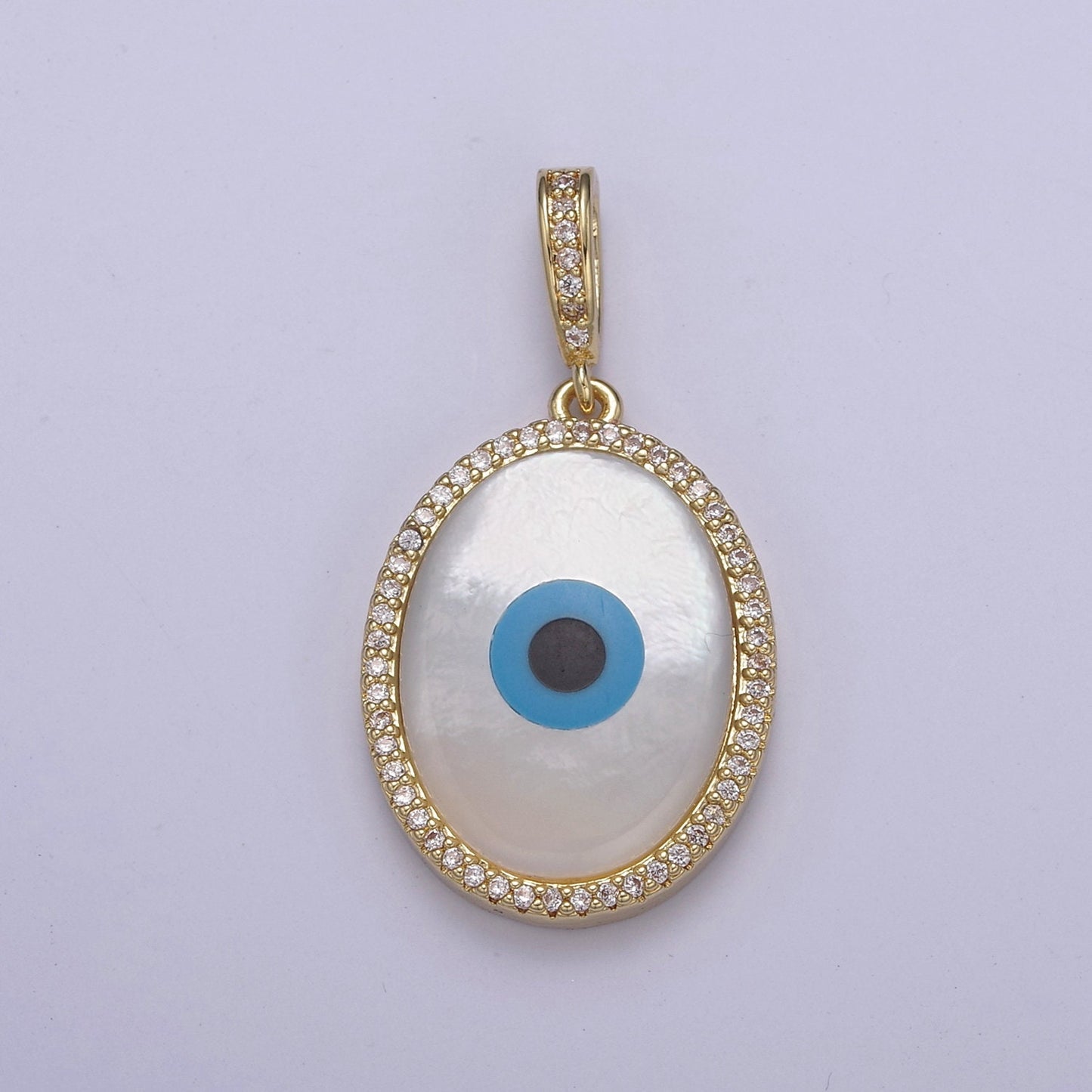 Cubic Zirconia Evil Eye Pendant, 24K Gold Filled Eye of Ra Charm Component For Jewelry Necklace DIY Making H-796