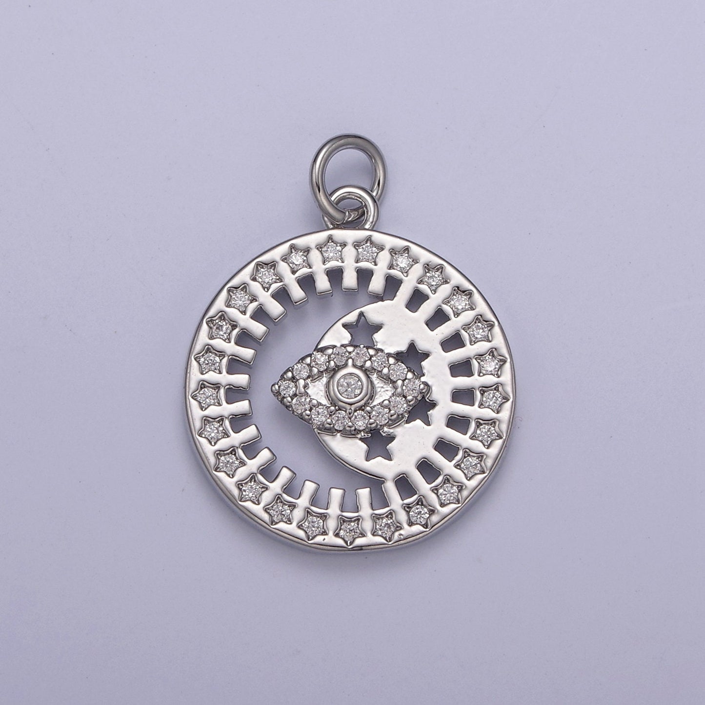 Dainty Evil Eye Charm Coin Round Medallion Add on Charm for Necklace Bracelet Supply N-671