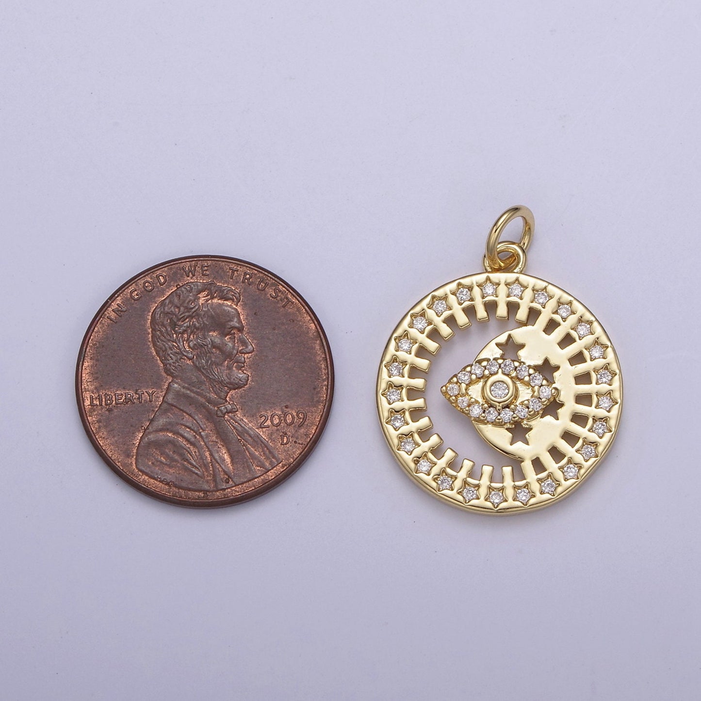 Dainty Evil Eye Charm Coin Round Medallion Add on Charm for Necklace Bracelet Supply N-671