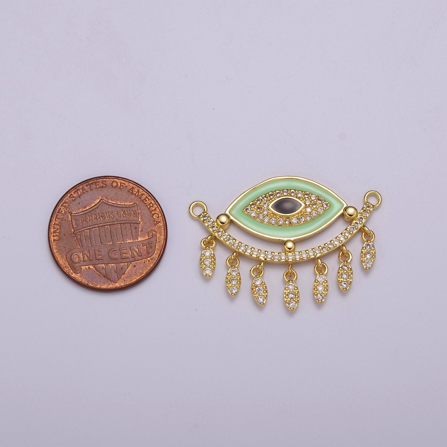 14K Gold Filled Evil Eye Charm Connector for Statement Jewelry Micro Pave Eye Link Connector for Necklace, F-904
