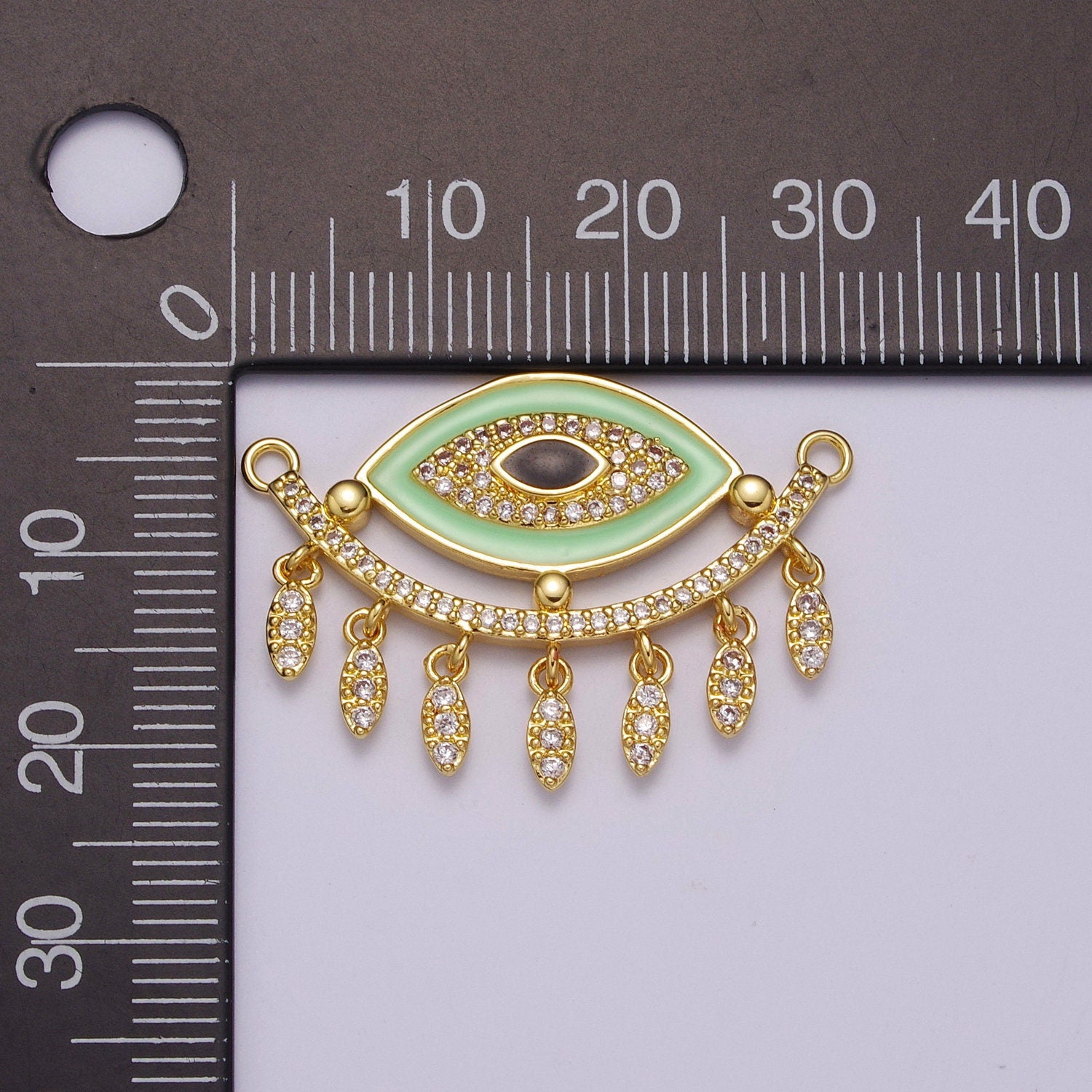 14K Gold Filled Evil Eye Charm Connector for Statement Jewelry Micro Pave Eye Link Connector for Necklace, F-904