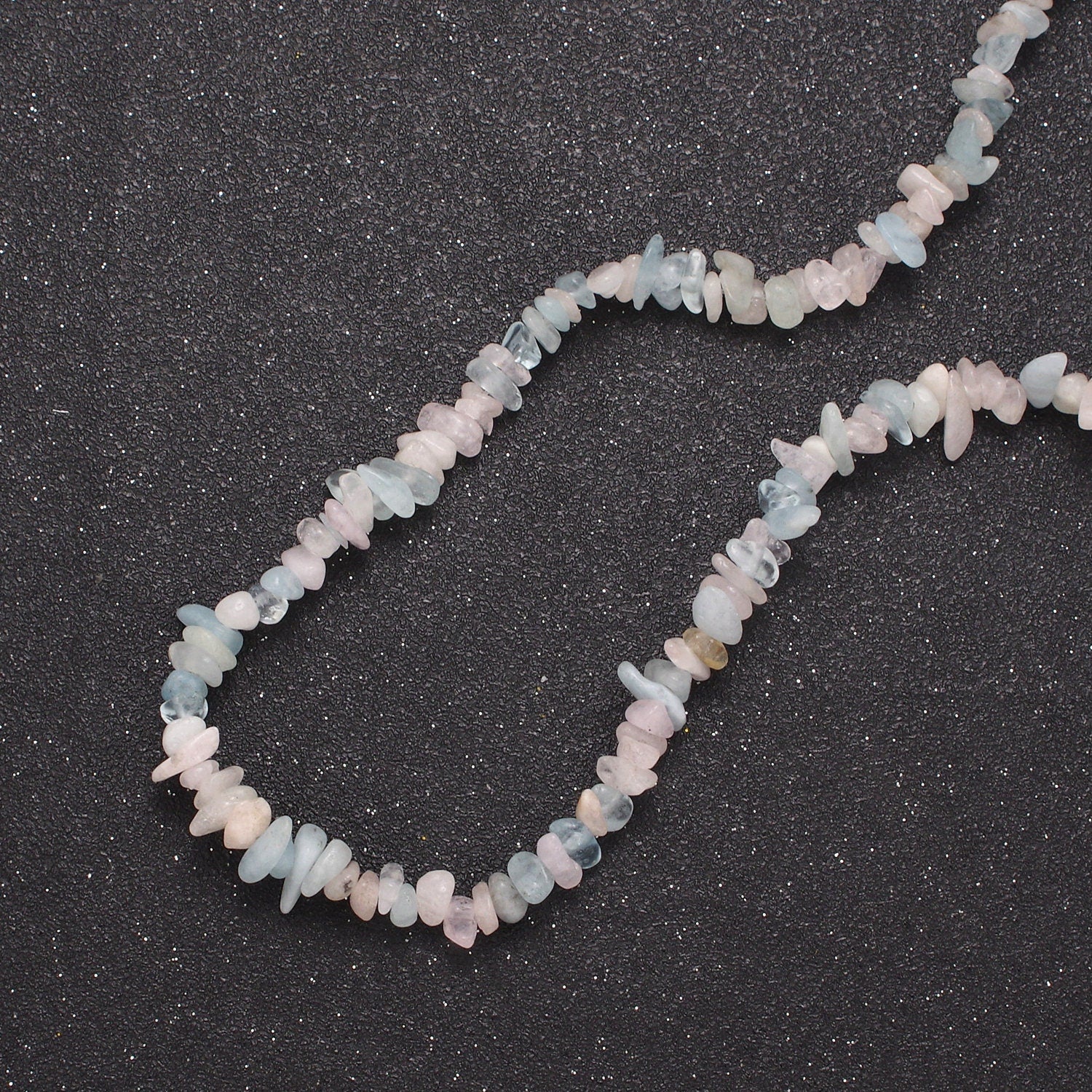 Pink Blue Morganite Beaded Necklace - 17.7" Chip Necklace Healing Crystals, Gemstone Necklace, Handmade Jewelry, Crystal Necklace WA-647