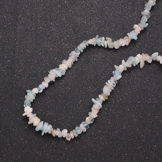 Pink Blue Morganite Beaded Necklace - 17.7" Chip Necklace Healing Crystals, Gemstone Necklace, Handmade Jewelry, Crystal Necklace WA-647