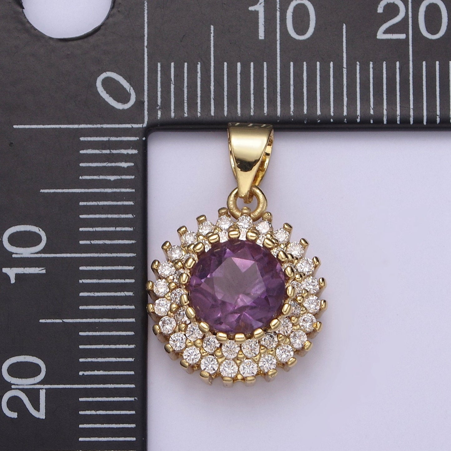 Purple Amethyst Pendant with Micro Pave Cubic Zirconia CZ, Amethyst Gemstone Statement Charm For DIY Jewelry Necklace Making H-835
