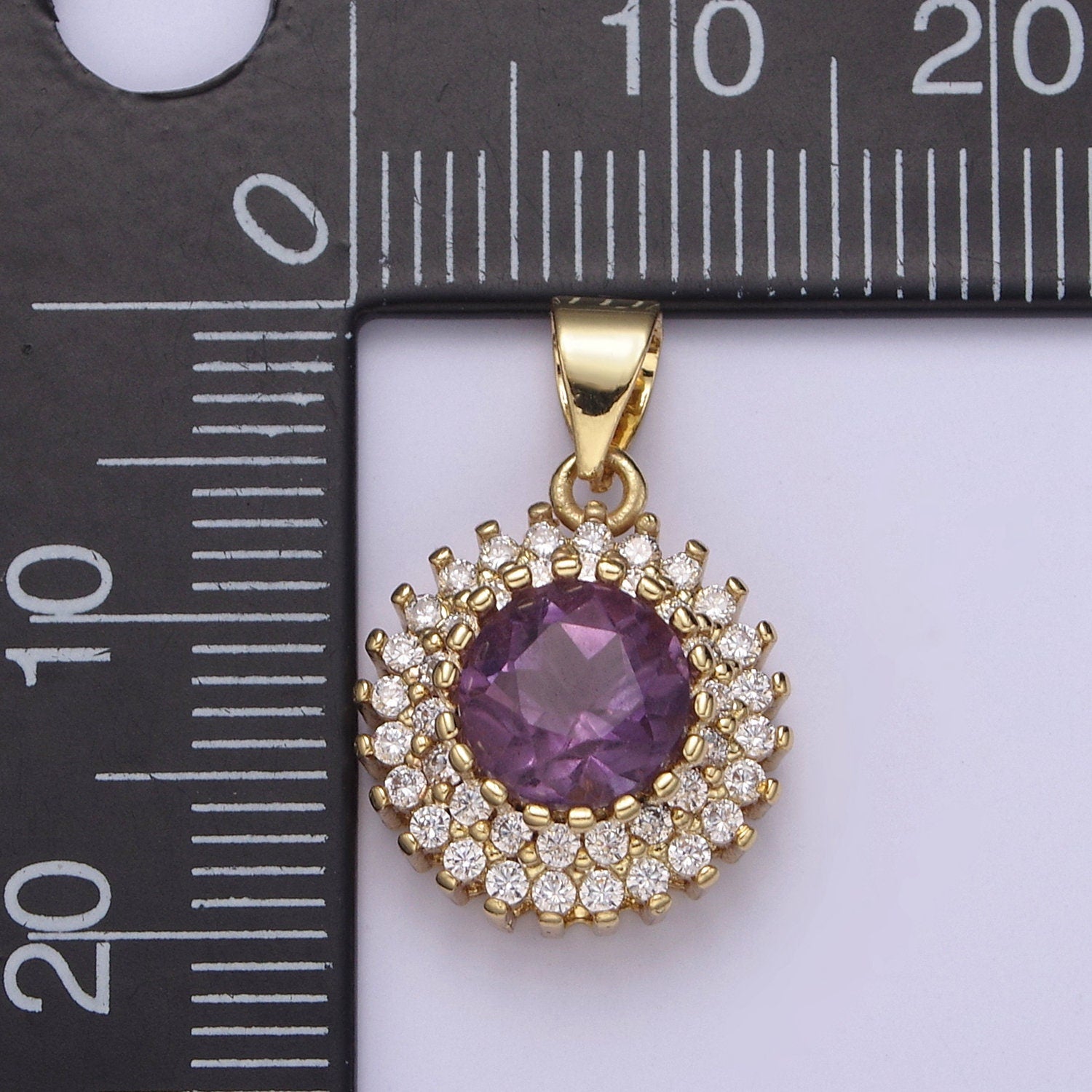 Purple Amethyst Pendant with Micro Pave Cubic Zirconia CZ, Amethyst Gemstone Statement Charm For DIY Jewelry Necklace Making H-835