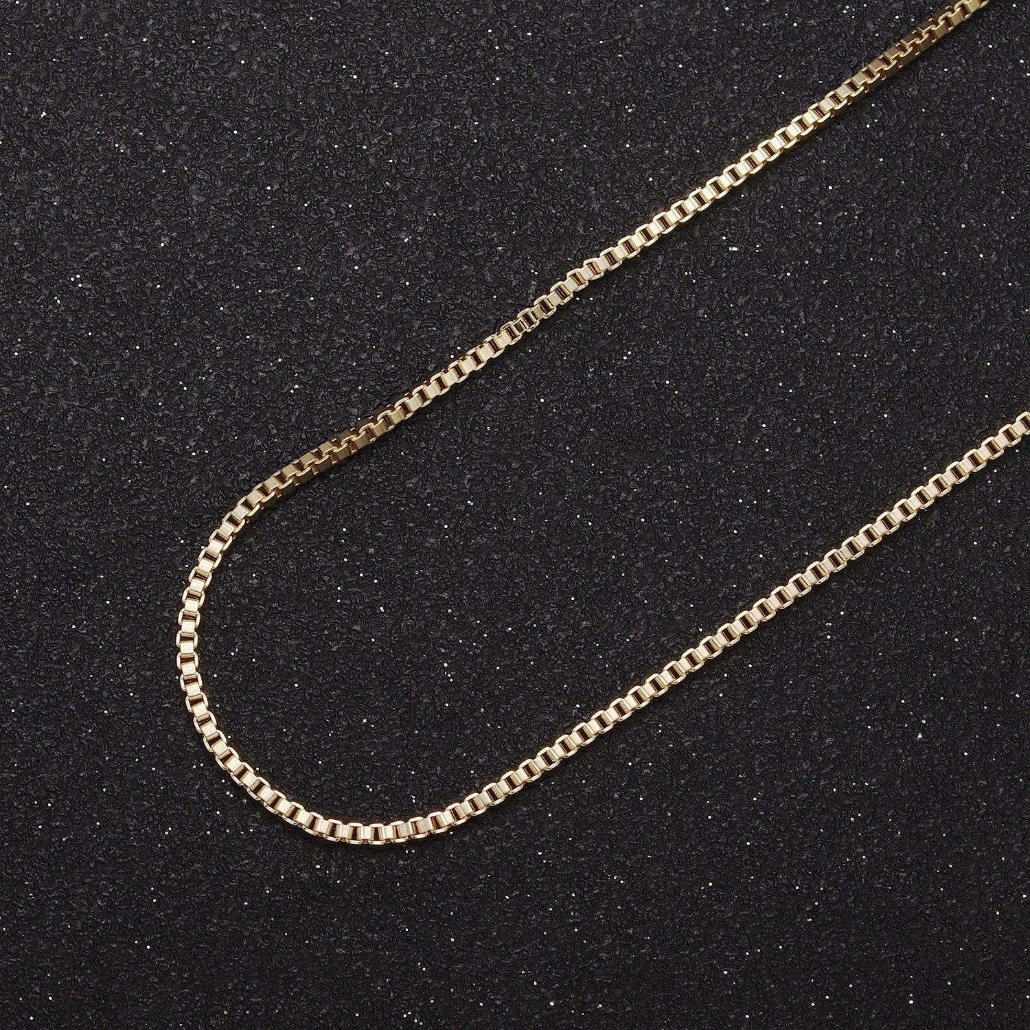 Dainty Box Chain 1mm width Chain Necklace 24K Gold Filled Ready to Wear 18" Long