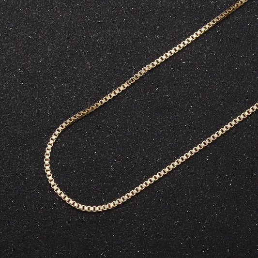 Dainty Box Chain 1mm width Chain Necklace 24K Gold Filled Ready to Wear 18" Long