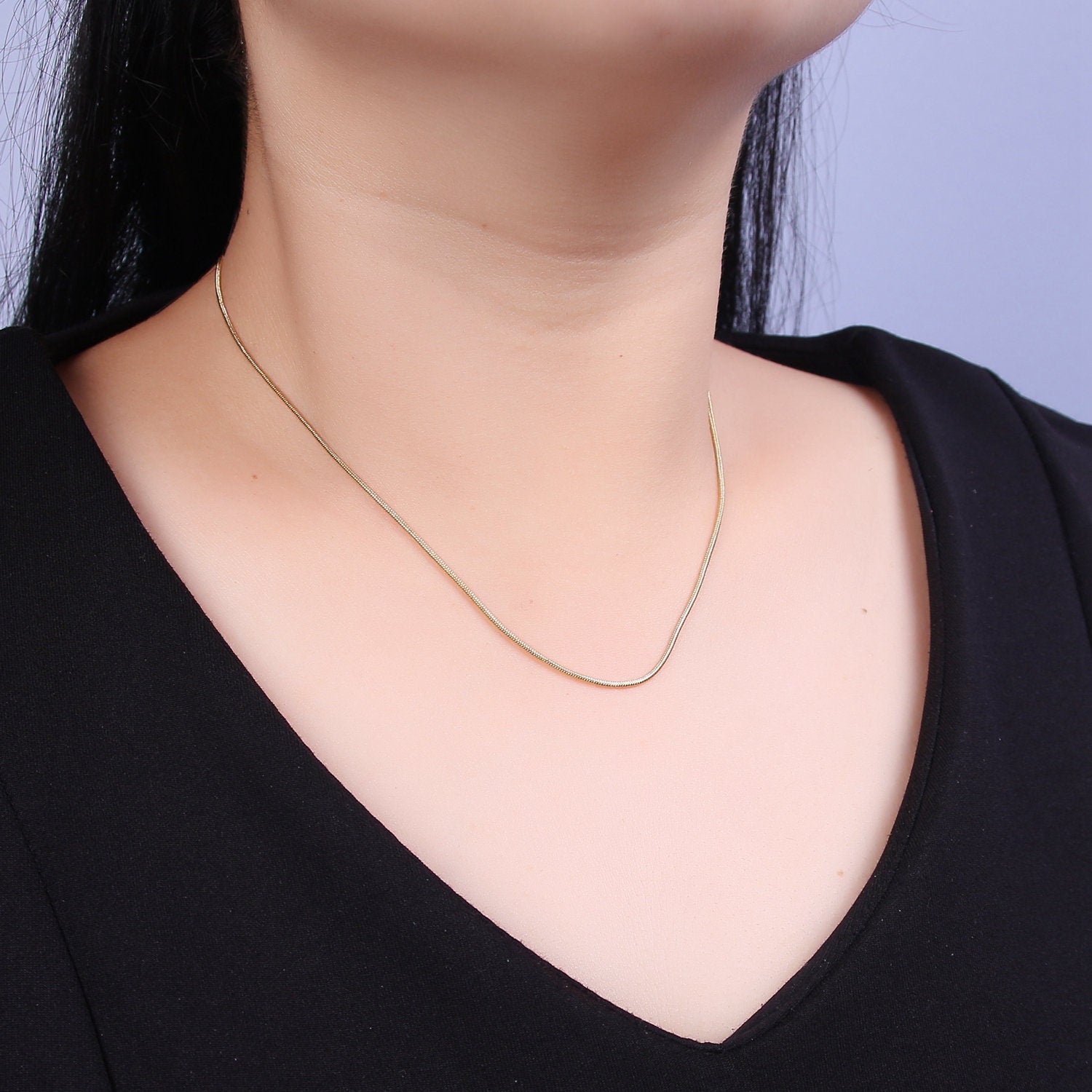 24k Gold Filled Snake Chain Dainty Chain Simple Everyday Layering Necklace 16" + 2" Xtender WA-731