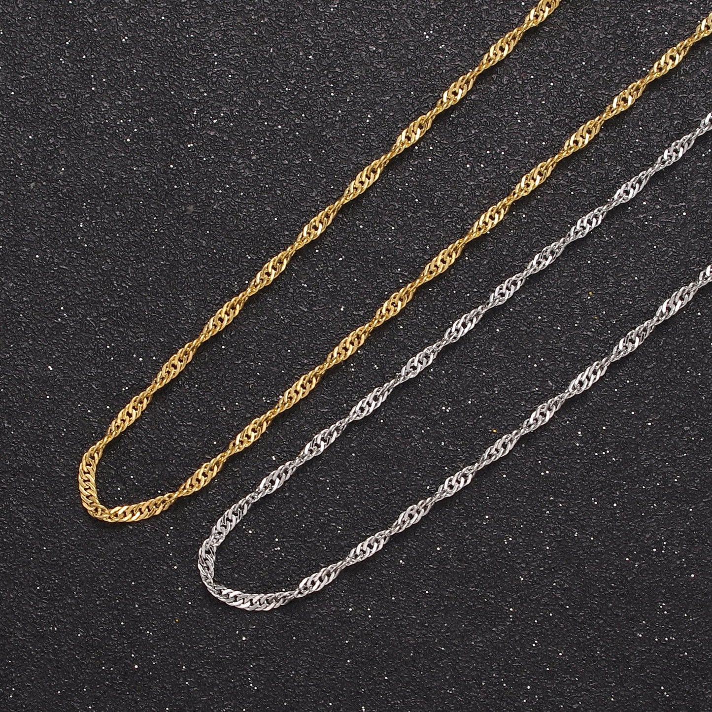 Wholesale 24K Gold Filled Yellow Gold Diamond Cut Singapore Chain 1.7mm Thin Dainty Delicate Necklace, Layered Necklace WA-727