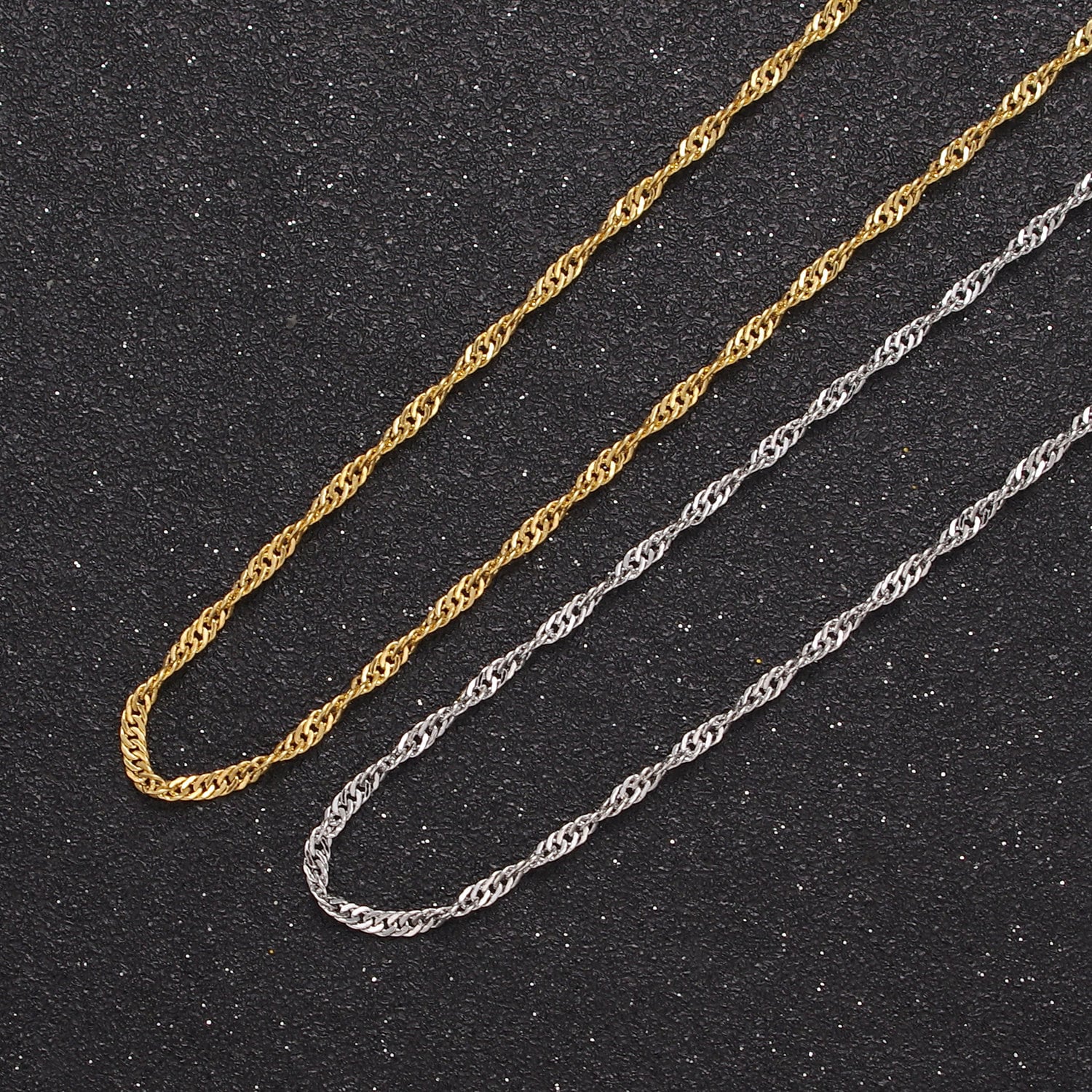 Wholesale 24K Gold Filled Yellow Gold Diamond Cut Singapore Chain 1.7mm Thin Dainty Delicate Necklace, Layered Necklace WA-727