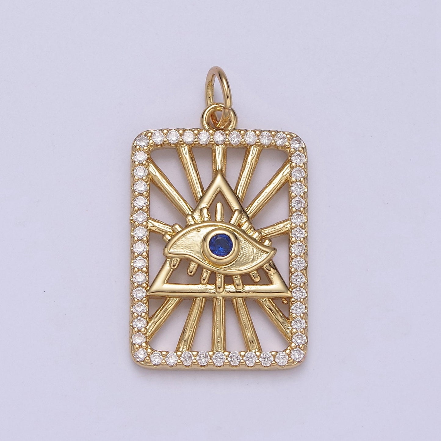 Dainty Paved Sunburst Pyramid Evil Eye of Nazar Tag Pendant Charm Piece Micro DIY Pendant for Bracelet Necklace Earrings | M-840