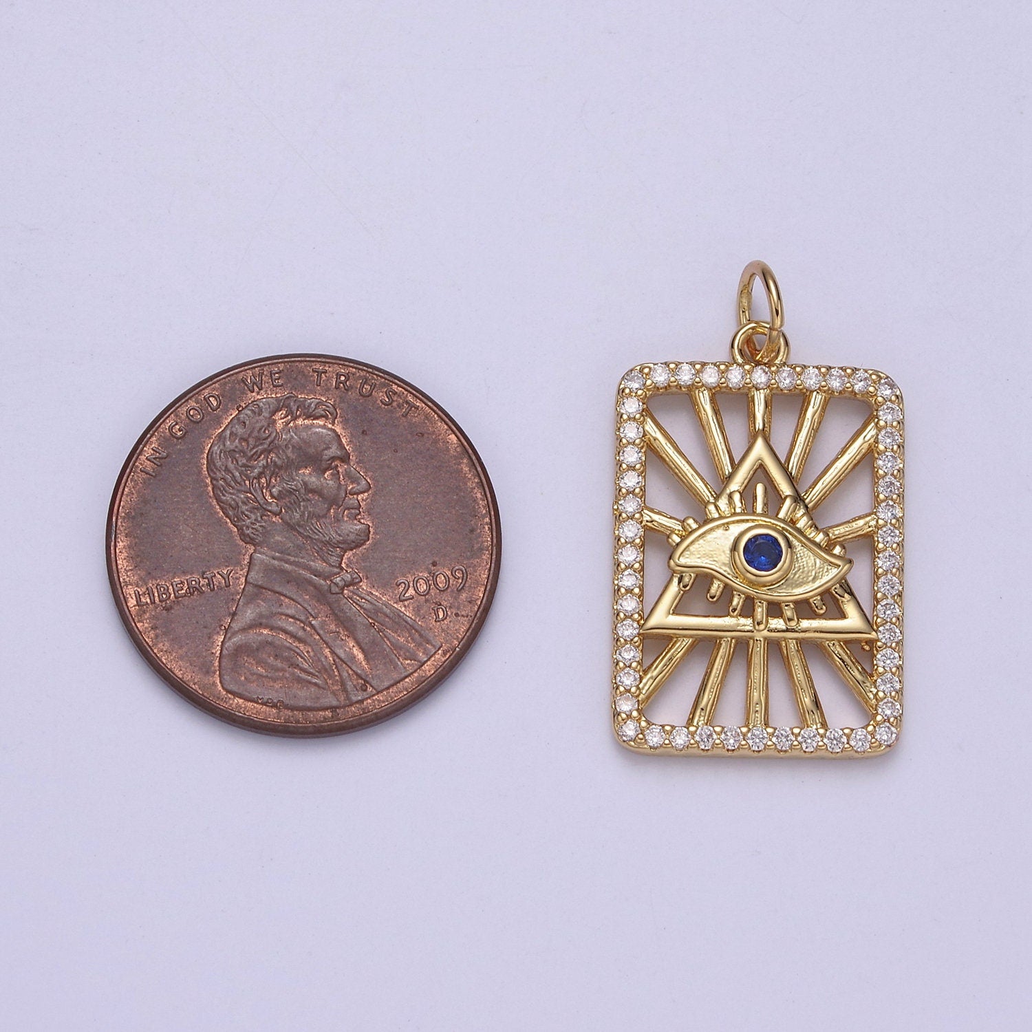 Dainty Paved Sunburst Pyramid Evil Eye of Nazar Tag Pendant Charm Piece Micro DIY Pendant for Bracelet Necklace Earrings | M-840