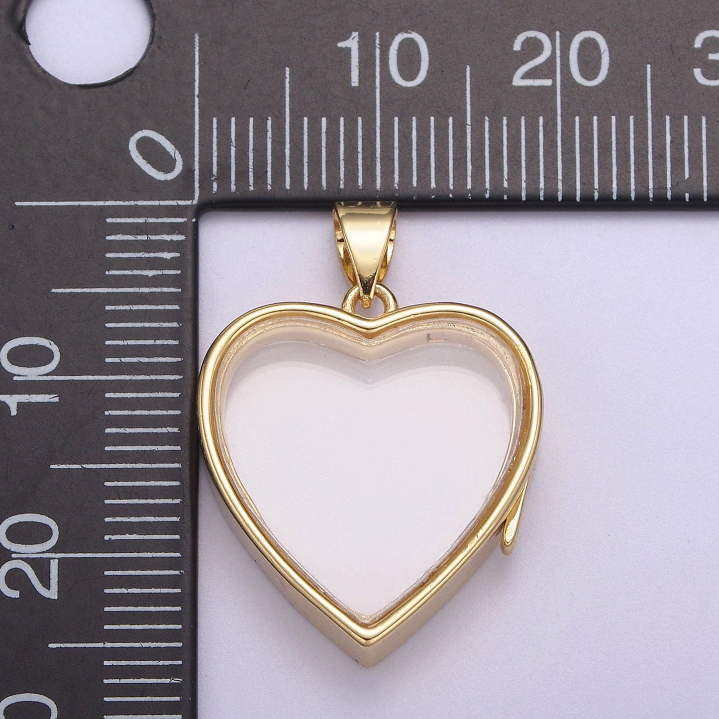 Dainty Double Sided Heart Shaped Glass Case Pendant Locket Customizable DIY Charm Component Necklace, Bracelet | N-581