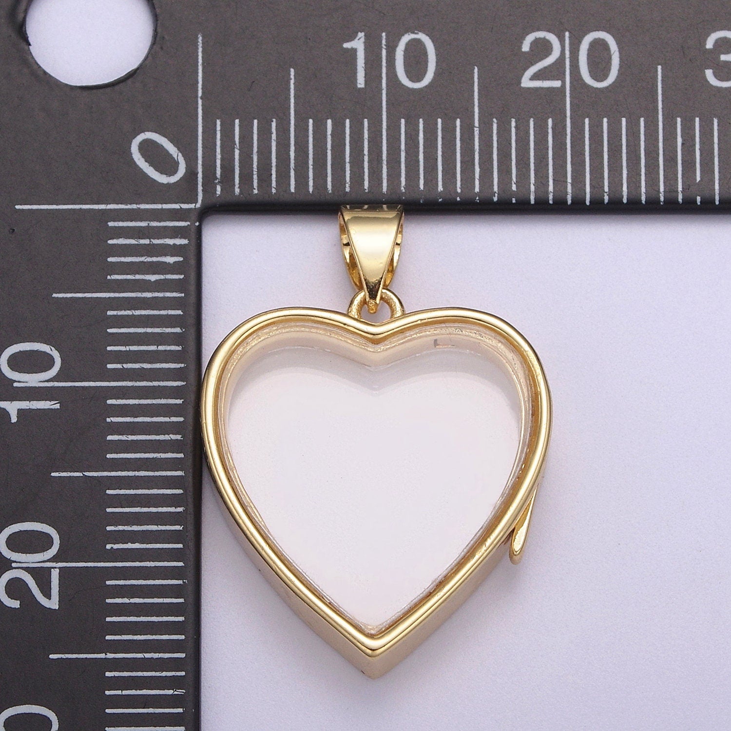 Dainty Double Sided Heart Shaped Glass Case Pendant Locket Customizable DIY Charm Component Necklace, Bracelet | N-581