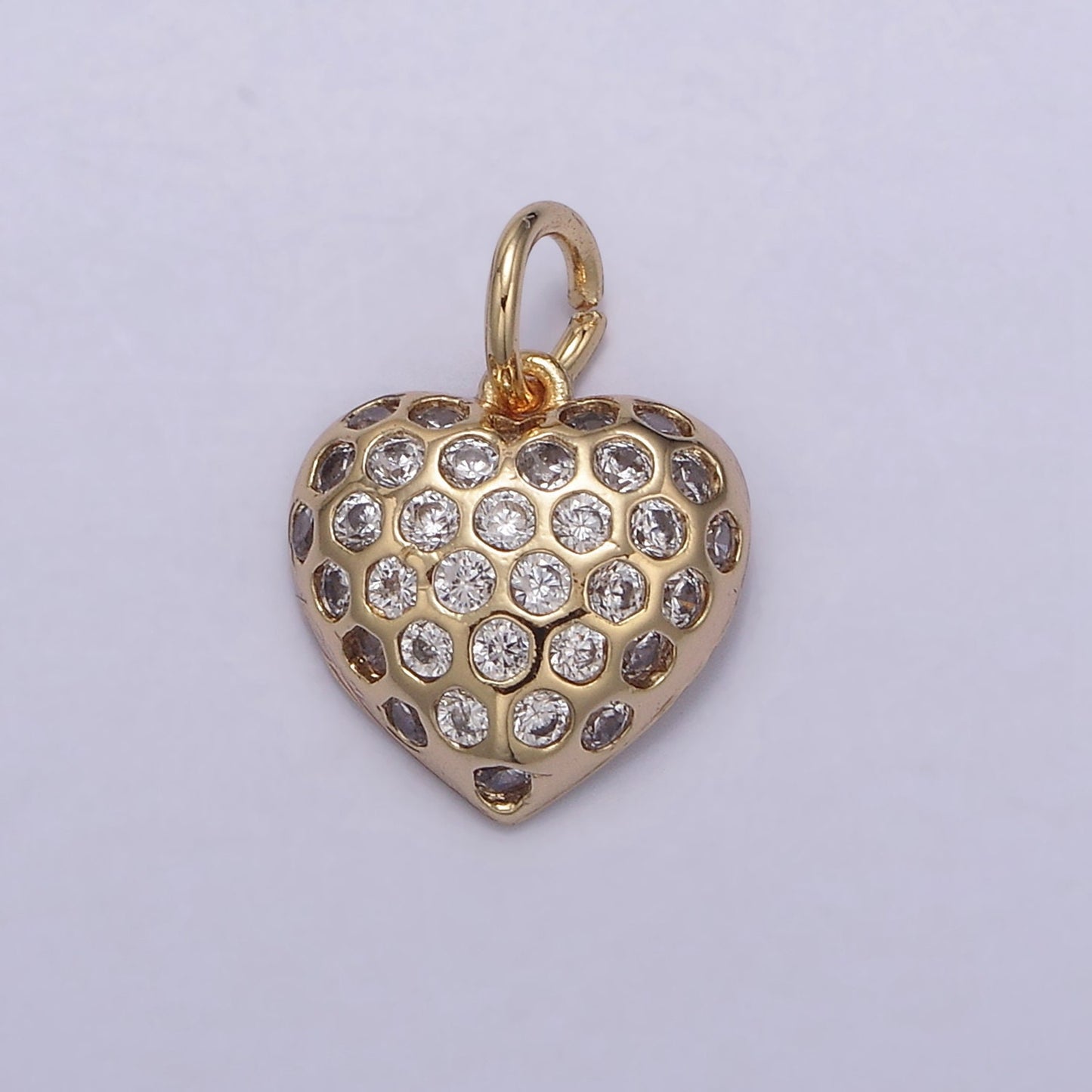 Mini 16k Gold Filled Heart Charms, Love Pendant, Dainty White Color Cz Heart Charm for Minimalist Bracelet Earring Necklace supply N-829